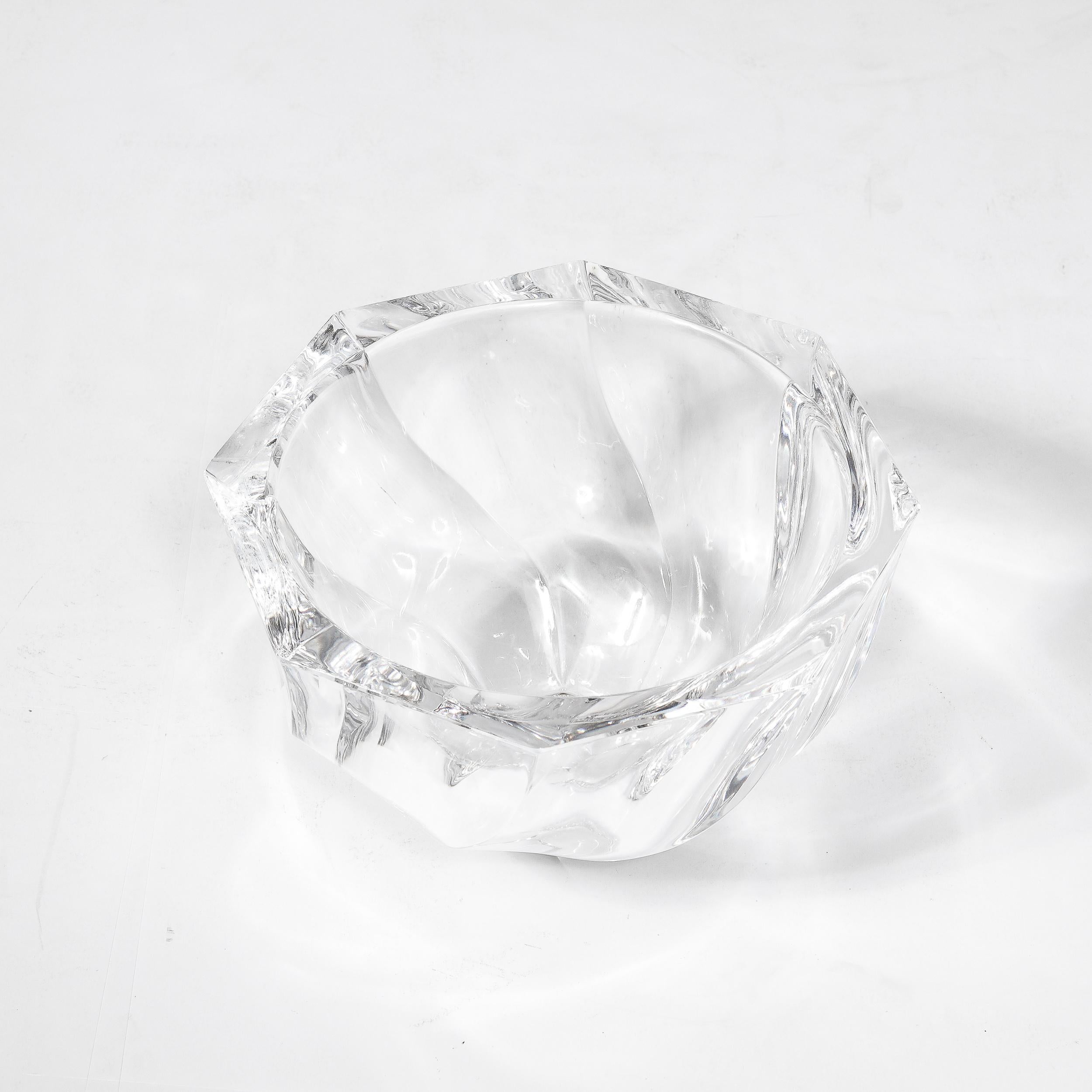 20th Century Mid-Century Modernist Spiral Form Crystal Bowl by Orrefors For Sale
