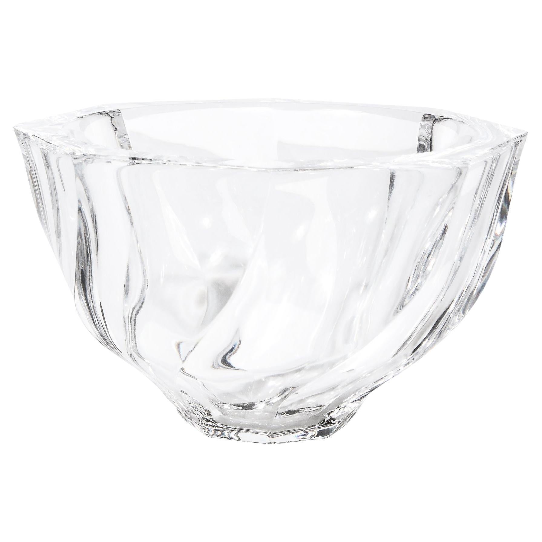 Mid-Century Modernist Spiral Form Crystal Bowl by Orrefors For Sale