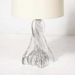 Mid-Century Modernist Spiral Form Crystal Table Lamp signed Baccarat