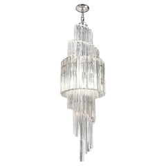 Lampadario Tiredre in vetro di Murano soffiato a mano, a forma di spirale, della metà del secolo scorso.