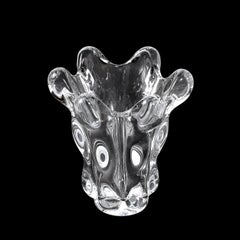 Mid-Century Modernist Splash Form Crystal Vase signed Art Vannes