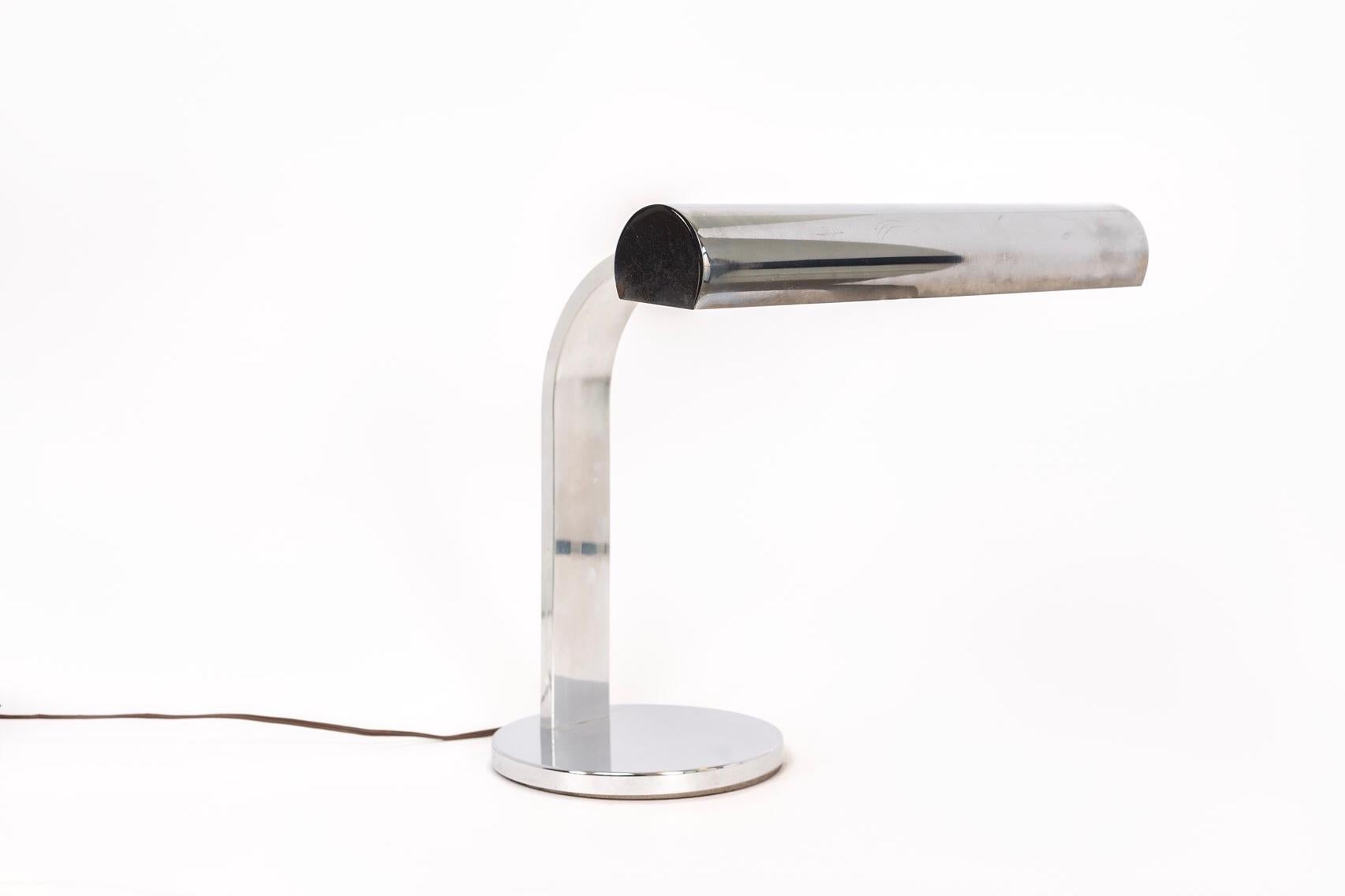 Mid-Century Modernist Stainless Steel Tubular Table Lamp, 1970s 1