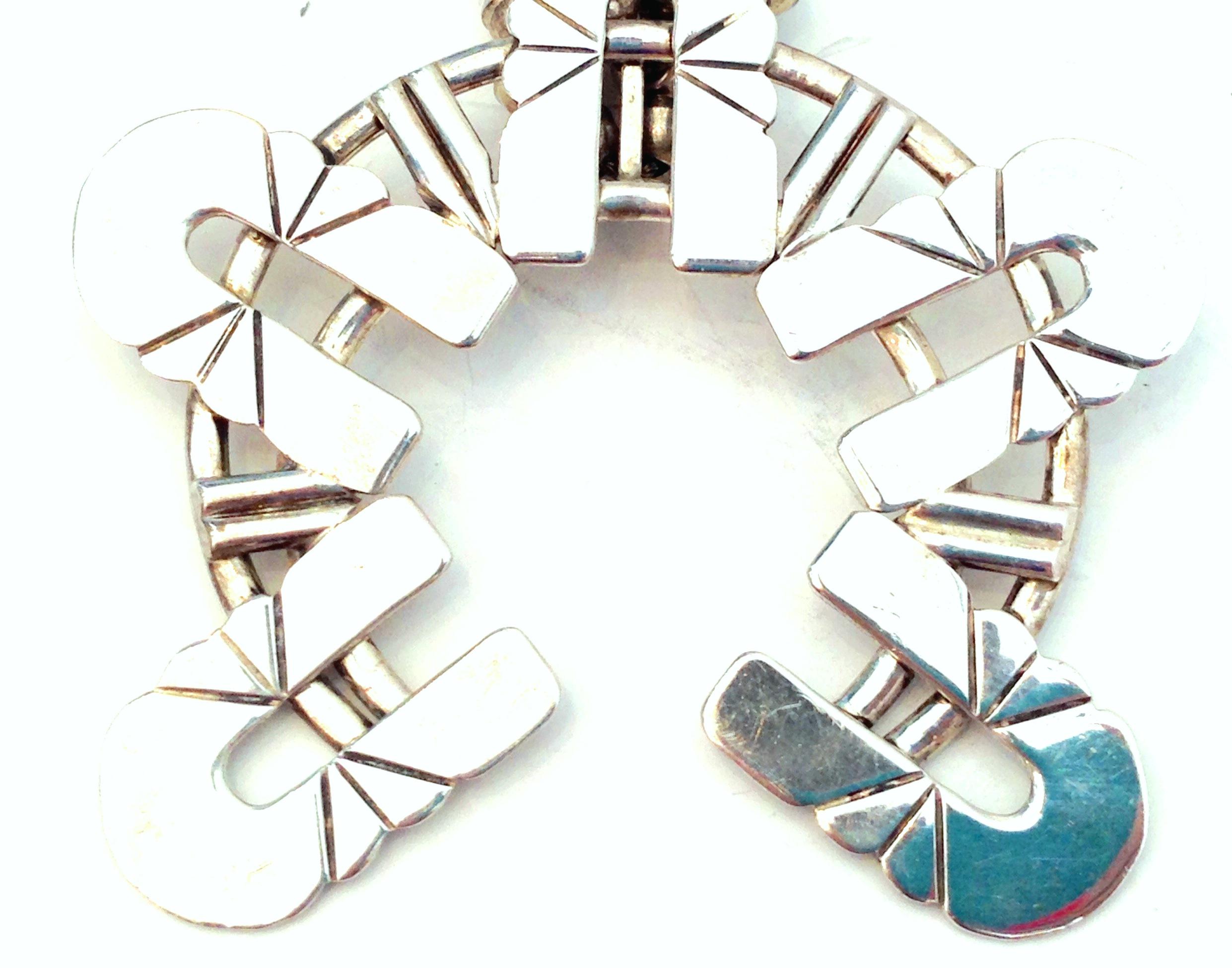 Mid-Century Modernist Silver Navajo Style Squash Blossom Necklace 1