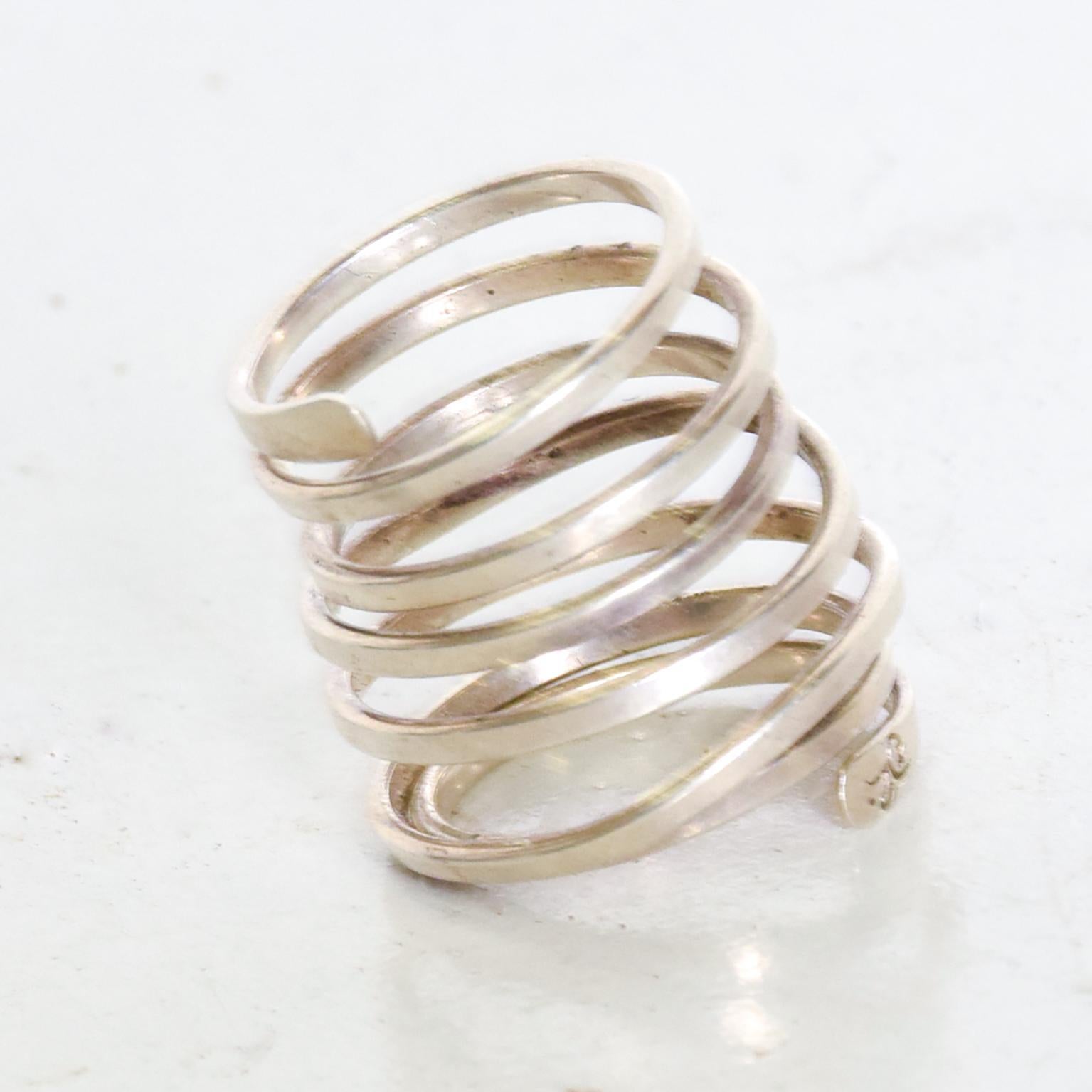 Mid-Century Modern Mid Century Modernist Sterling Silver Ring, Fashion Spring
