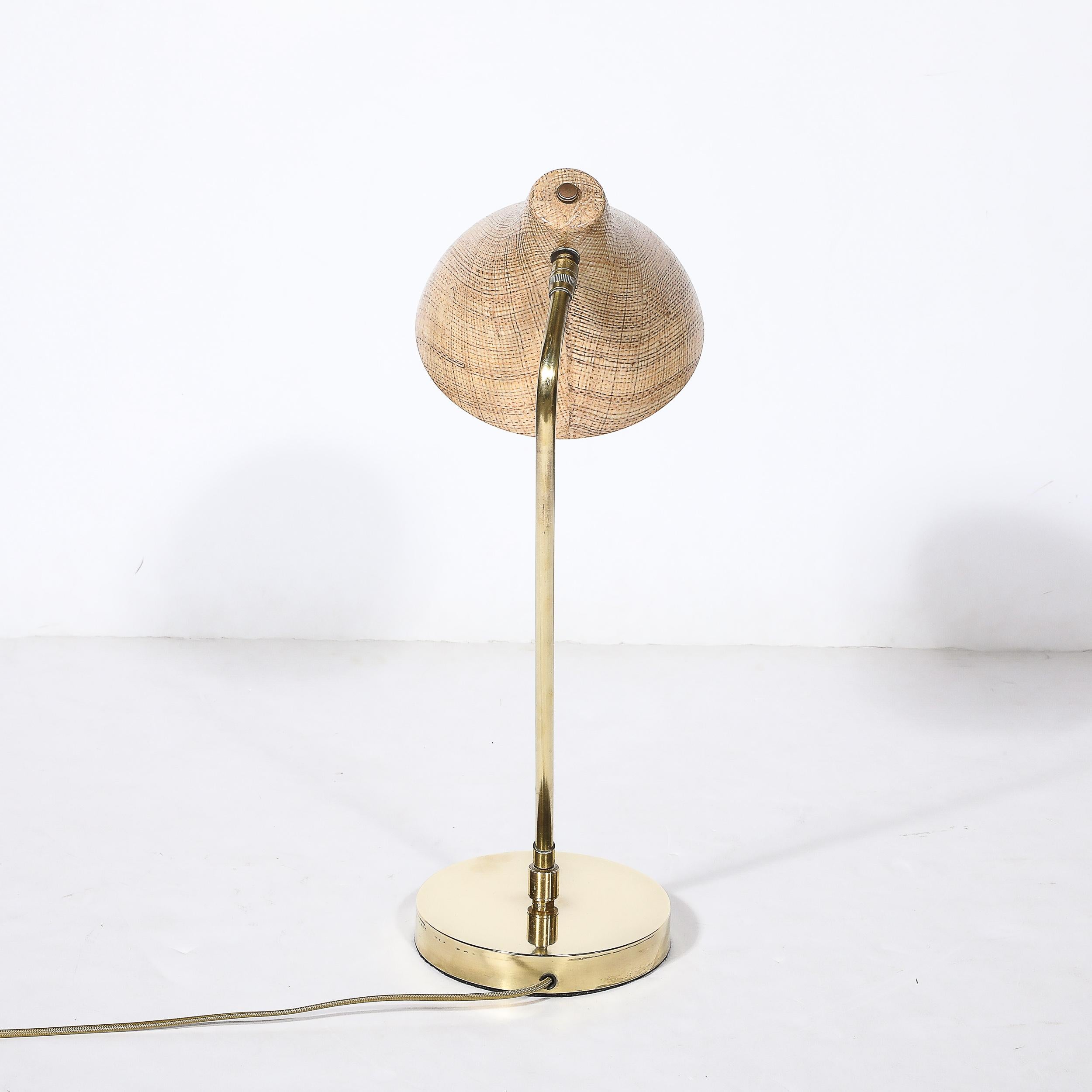 Mid-Century Modernist Striated Resin Shade Articulating Table Lamp w/ Brass Base For Sale 7