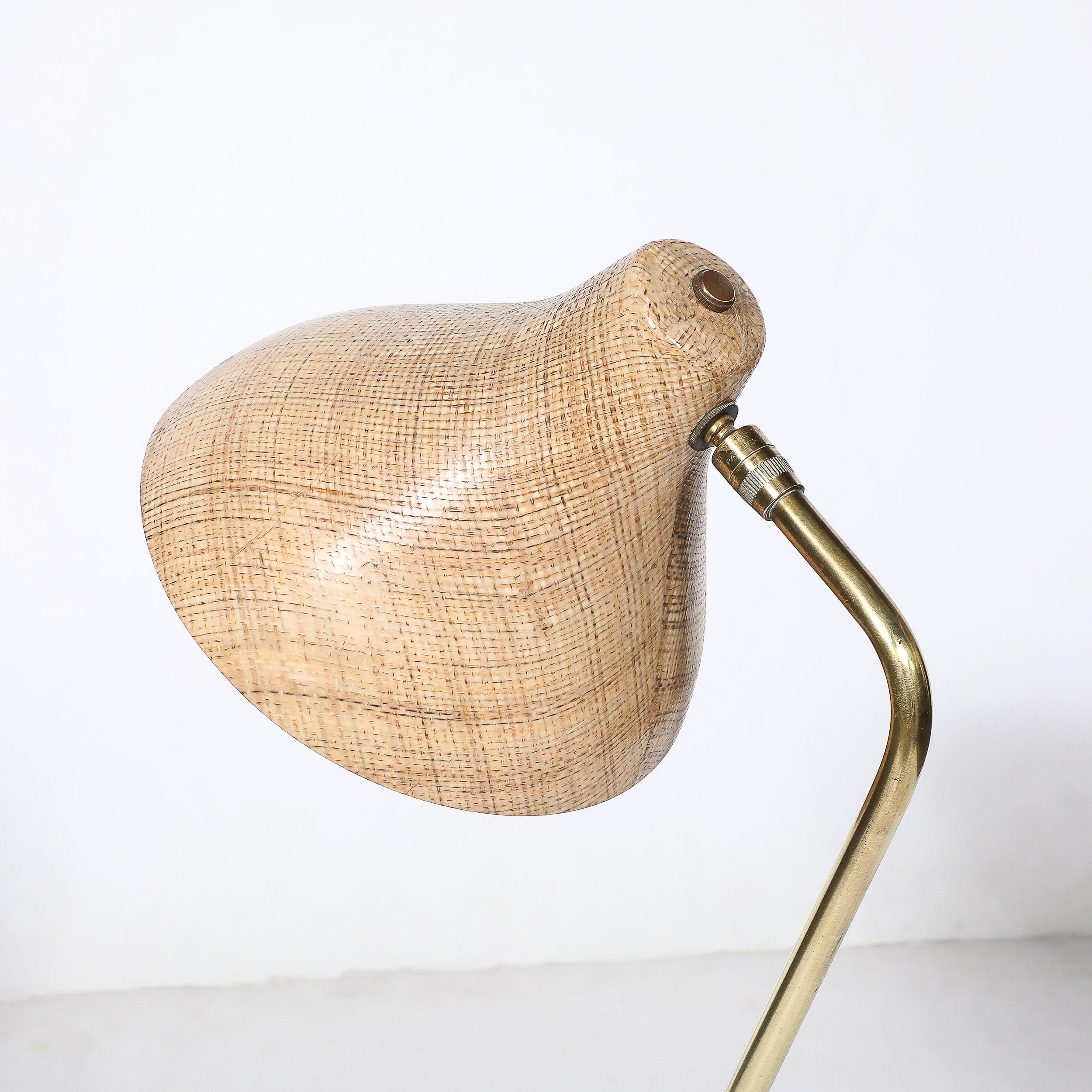 Mid-Century Modernist Striated Resin Shade Articulating Table Lamp w/ Brass Base For Sale 8