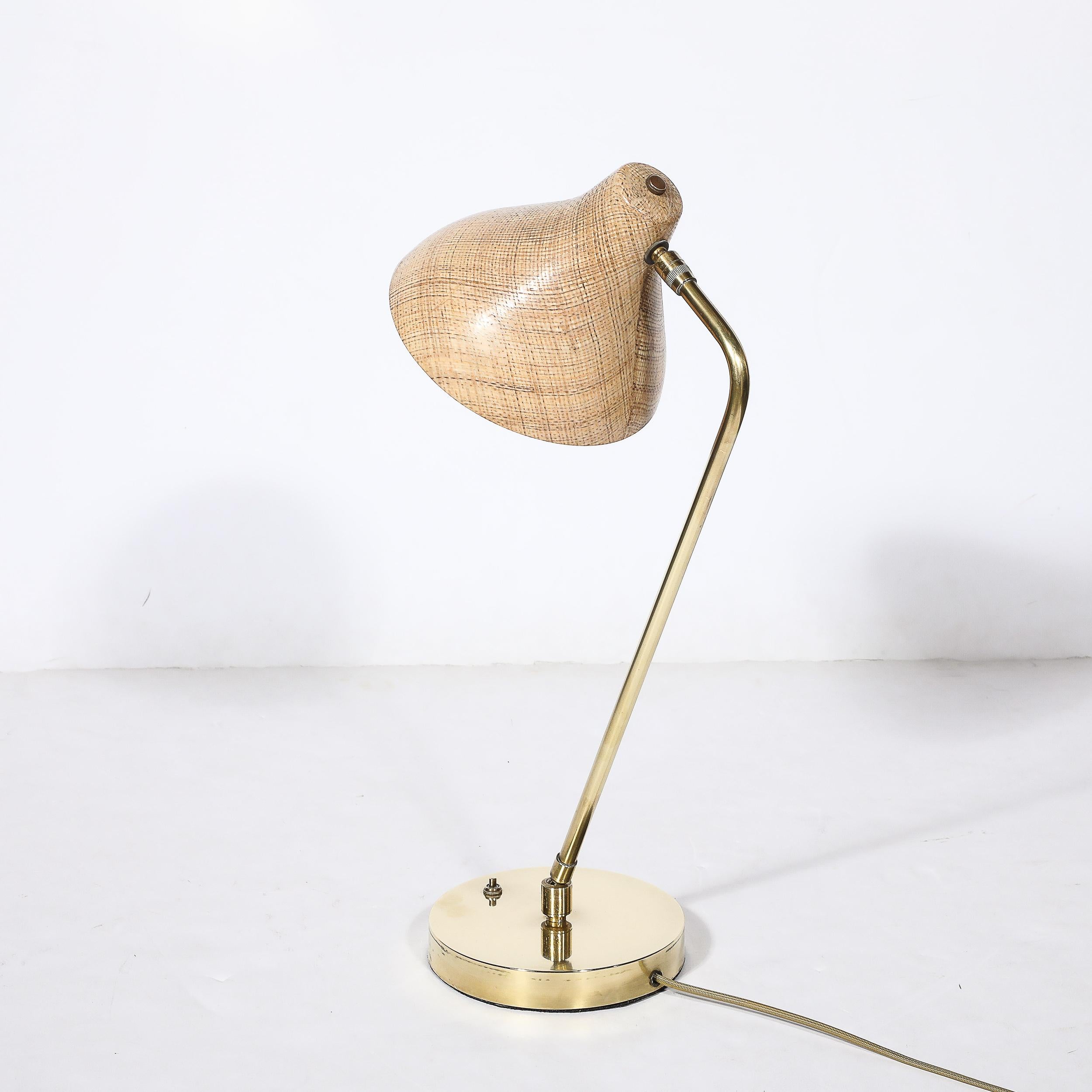 Mid-Century Modernist Striated Resin Shade Articulating Table Lamp w/ Brass Base For Sale 9
