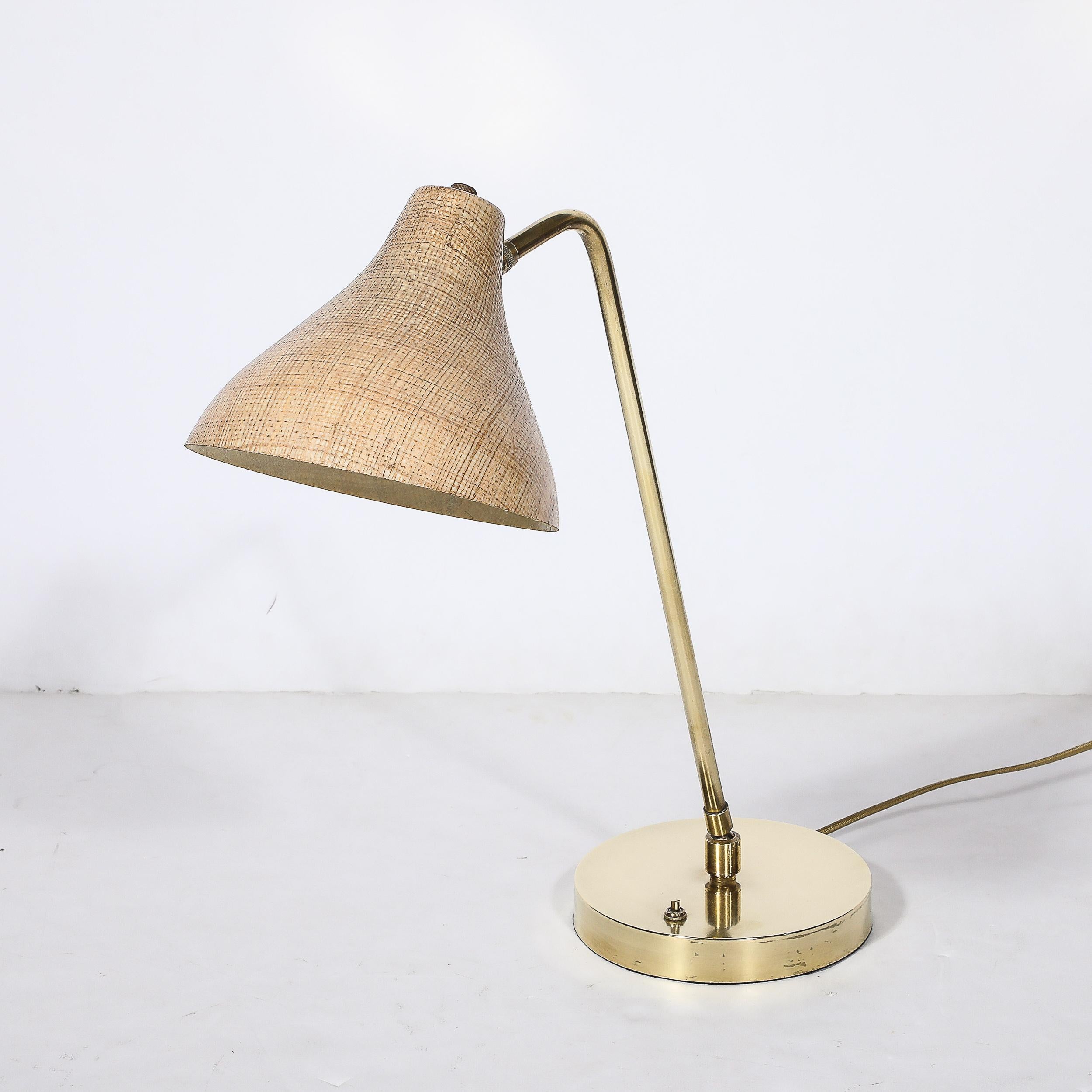 Mid-Century Modernist Striated Resin Shade Articulating Table Lamp w/ Brass Base For Sale 2