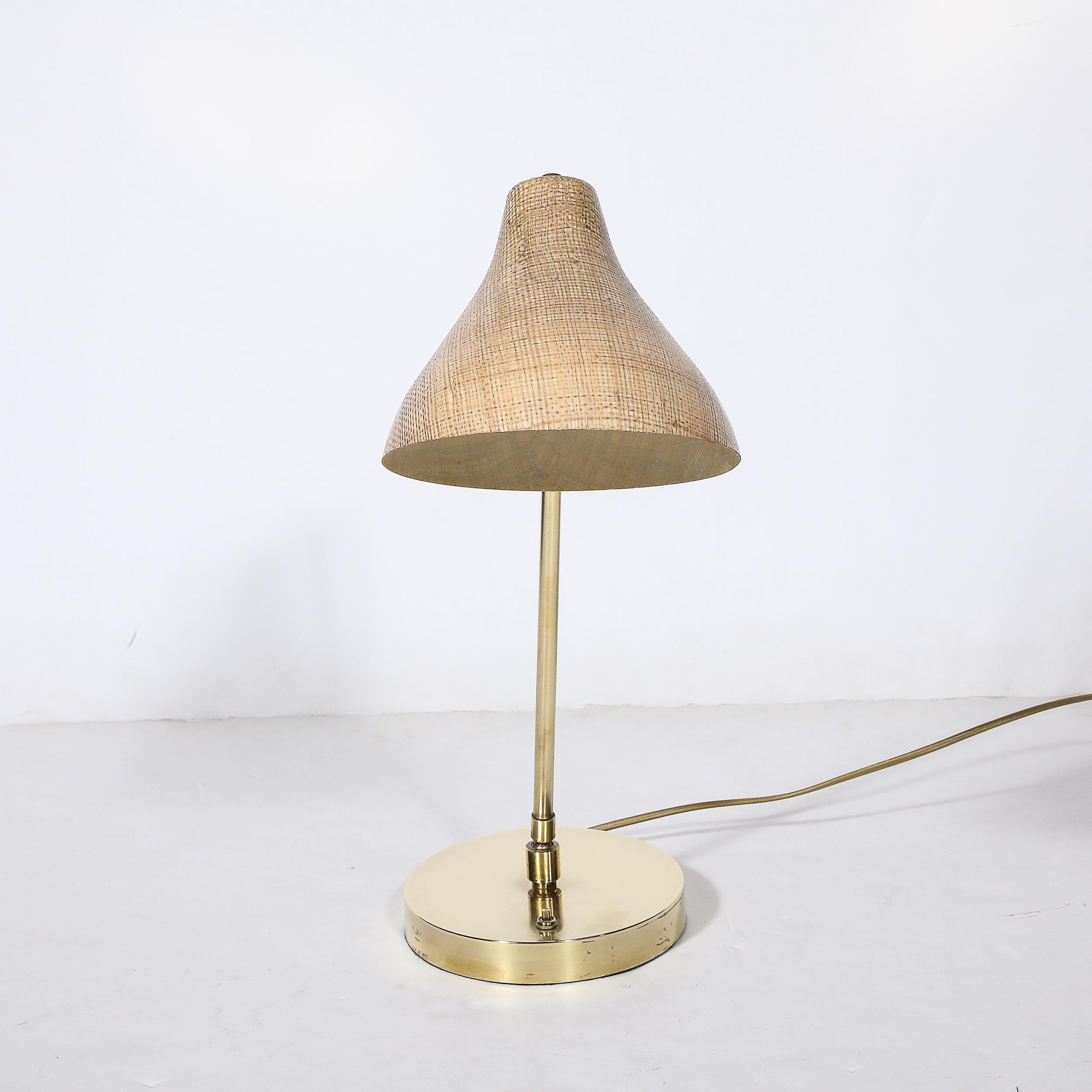 Mid-Century Modernist Striated Resin Shade Articulating Table Lamp w/ Brass Base For Sale 3