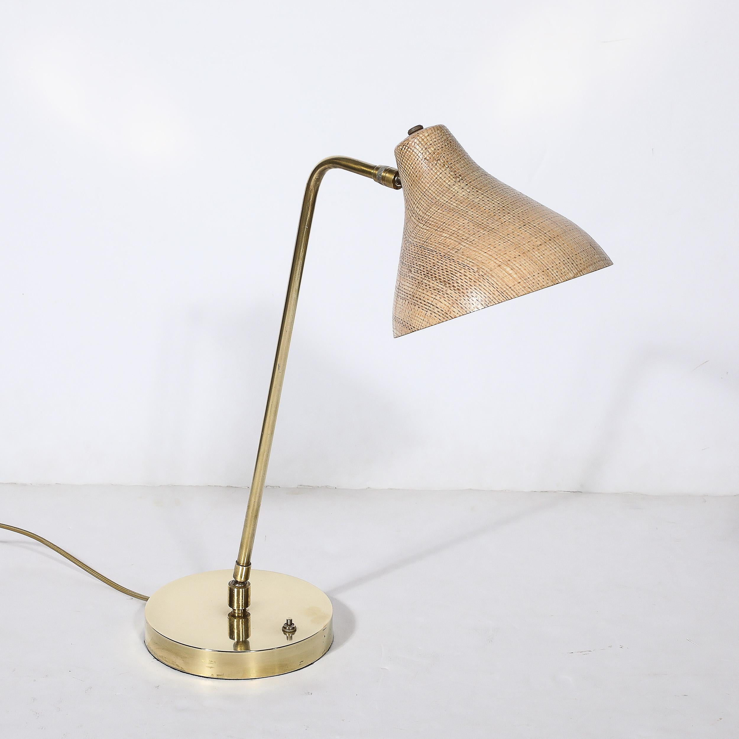 Mid-Century Modernist Striated Resin Shade Articulating Table Lamp w/ Brass Base For Sale 4