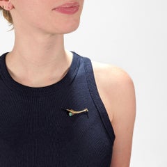 Spilla o spillone in oro opale e diamanti dello Studio A di metà secolo, modernista, in oro 10 carati