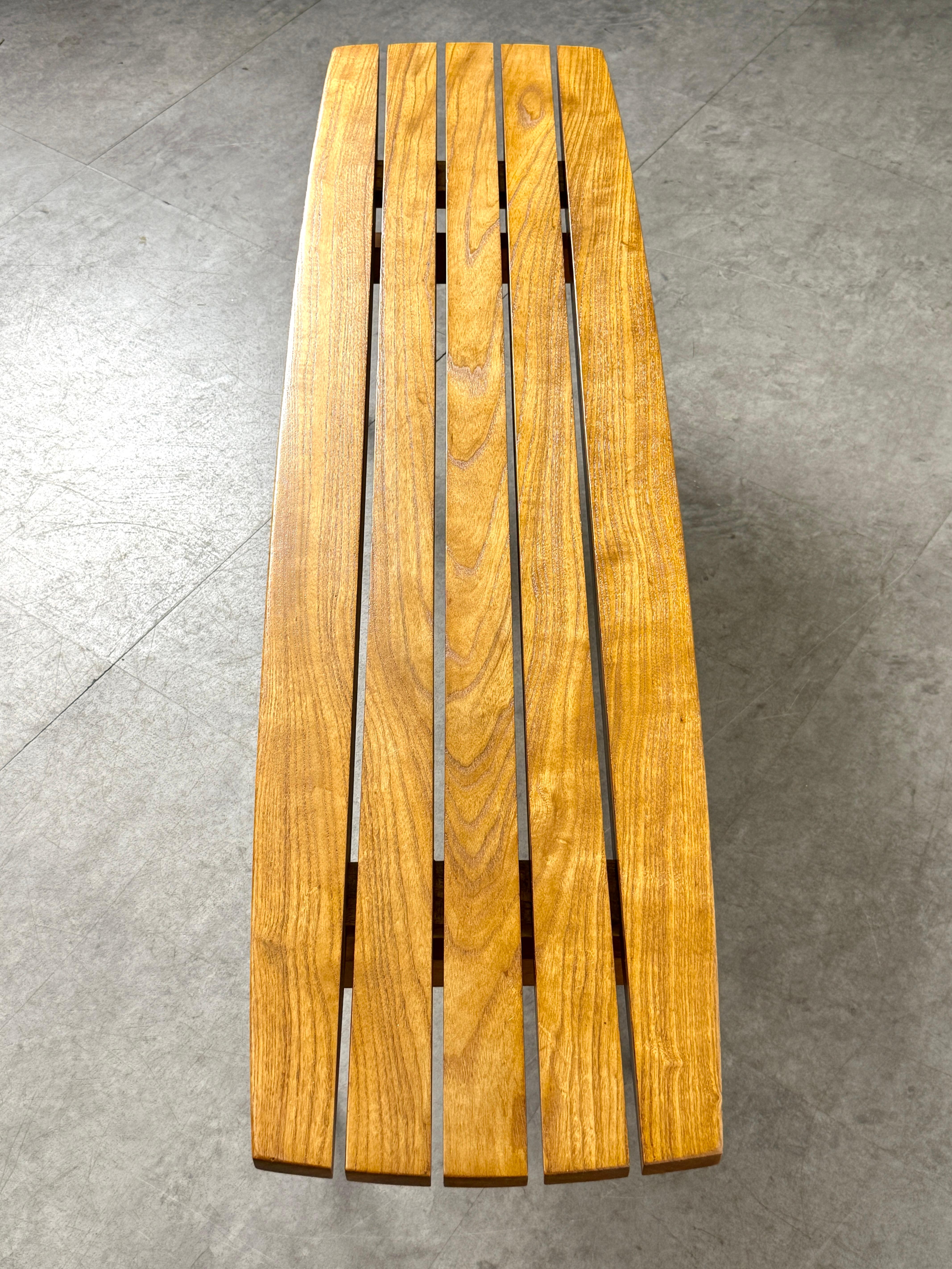 Banc à lattes en bois de style Studio Craft, moderniste du milieu du siècle dernier, design architectural des années 1950 en vente 7