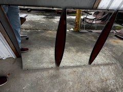 Mid Century Modernist Style Walnut Wall Hanging Mirror 65" x 40"