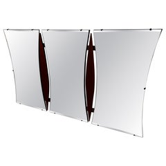 Mid Century Modernist Style Walnut Wall Hanging Mirror 65" x 40"