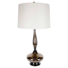 Mid-Century Modernistische stilisierte Tischlampe in Sanduhrform aus Bronze-Keramik