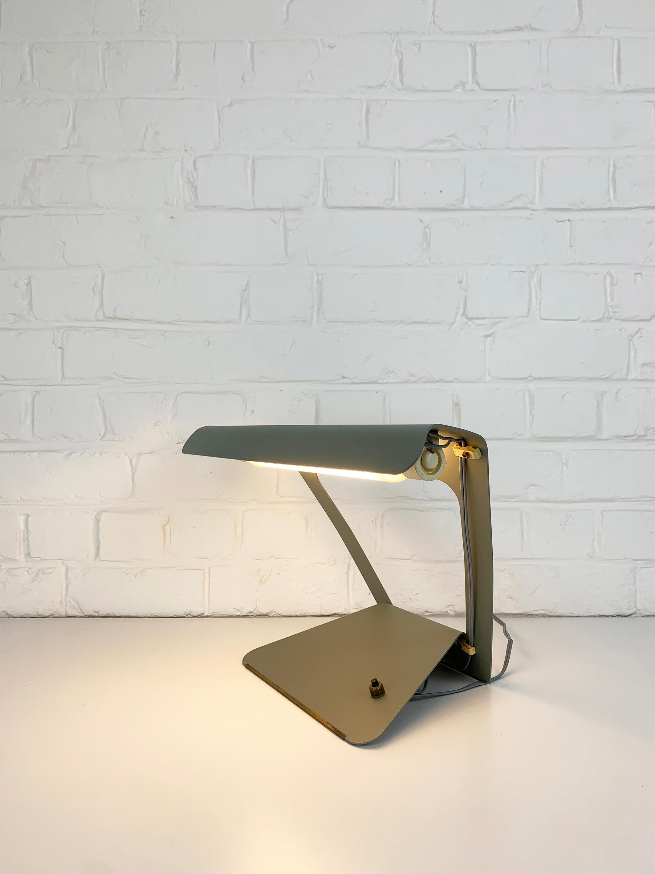 Metal Mid-Century Modernist Table or DeskLamp by Charlotte Perriand for Philips, 1950s For Sale