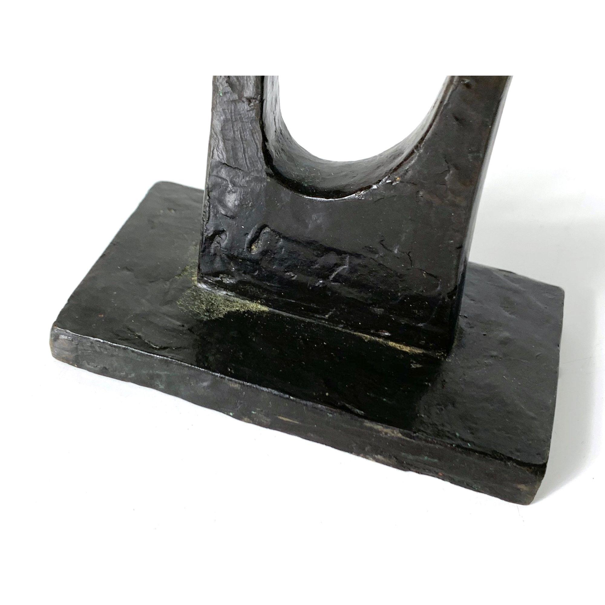 Mid Century Modernist Tall Bronze Abstract Figurative Sculpture circa 1970s For Sale 5