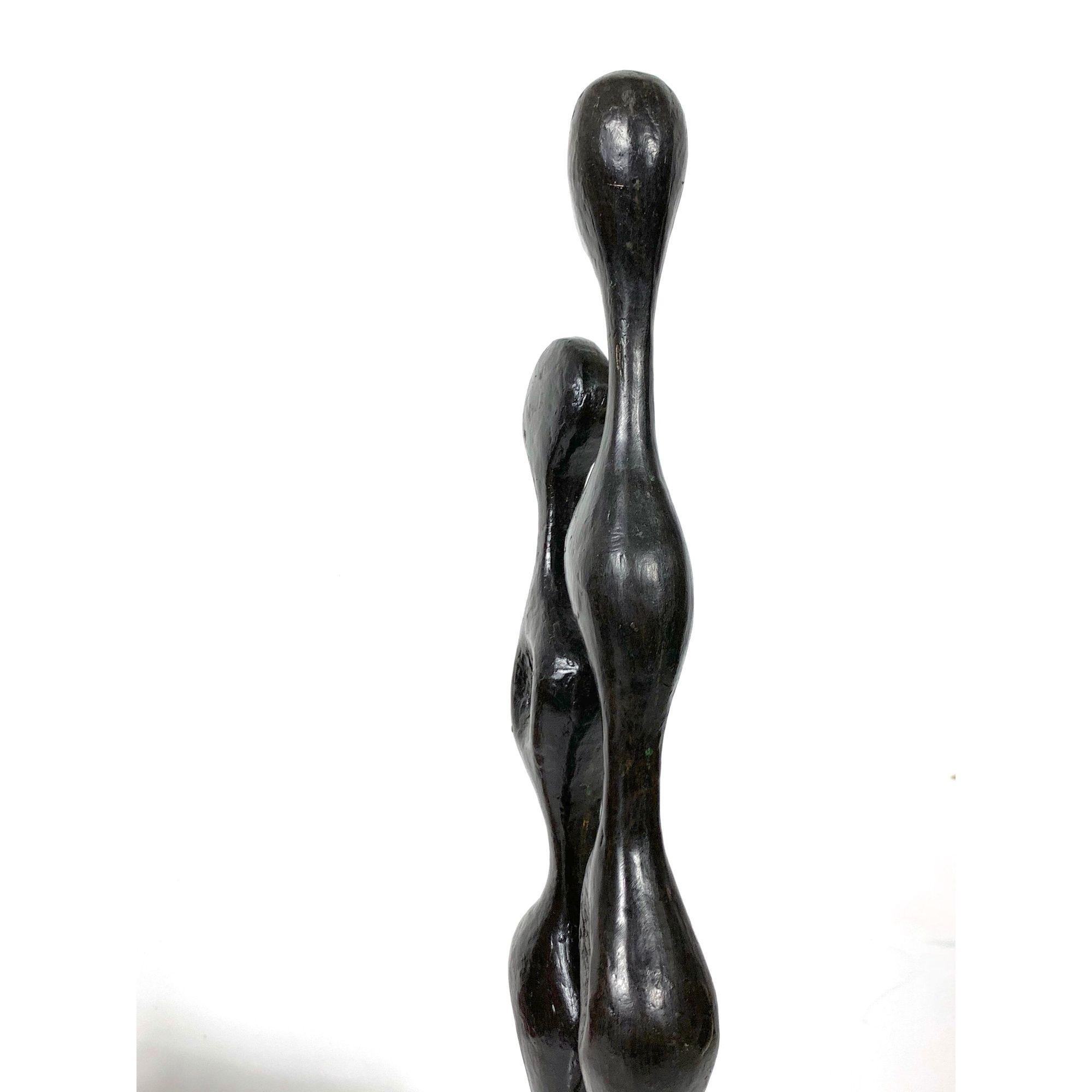 Mid Century Modernist Tall Bronze Abstract Figurative Sculpture circa 1970s For Sale 3