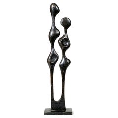 Mid Century Modernist Tall Bronze Abstract Figurative Sculpture circa 1970s