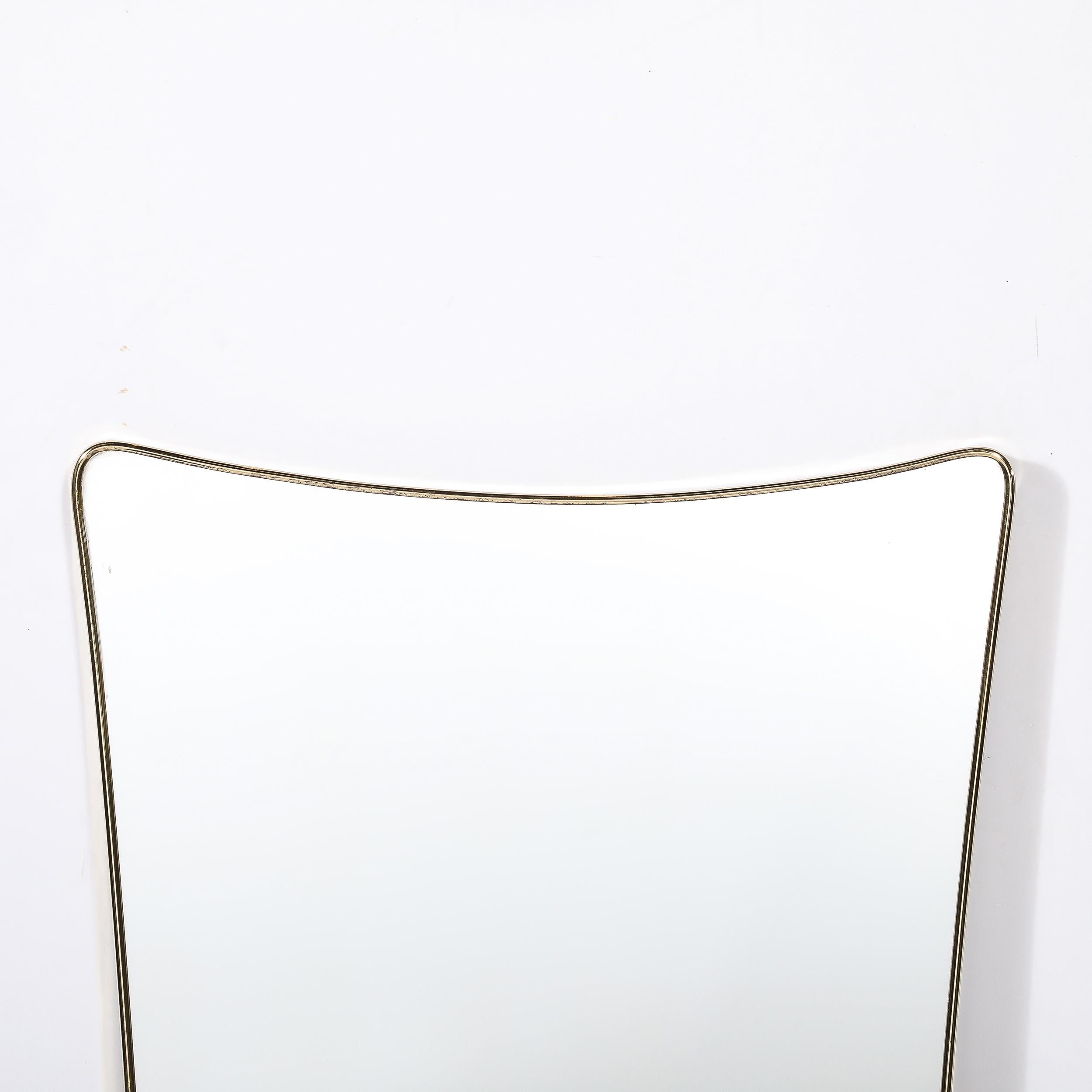 Mid-Century Modernist Tapered Atomic Form Brass Wrapped Mirror In Excellent Condition In New York, NY