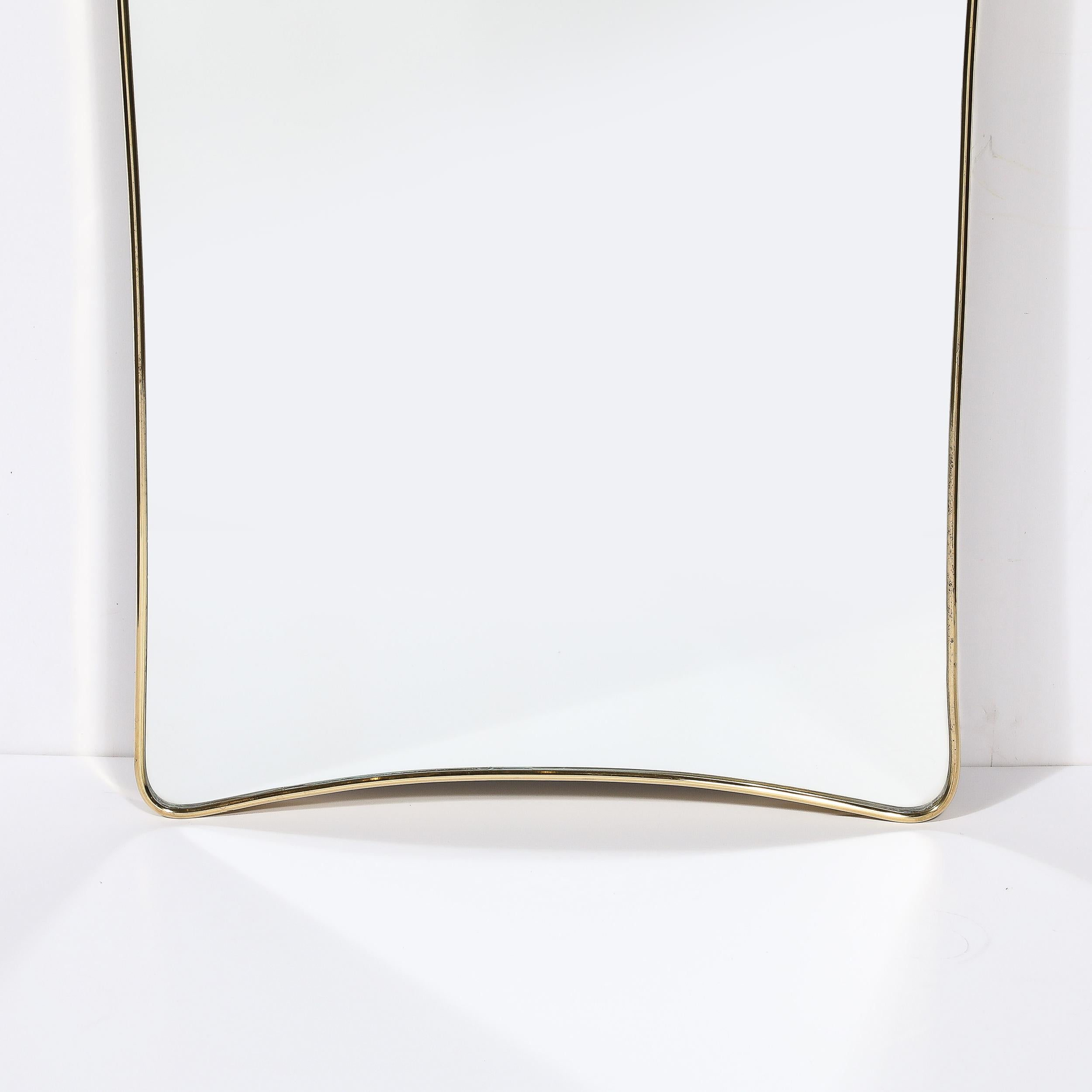 Mid-20th Century Mid-Century Modernist Tapered Atomic Form Brass Wrapped Mirror
