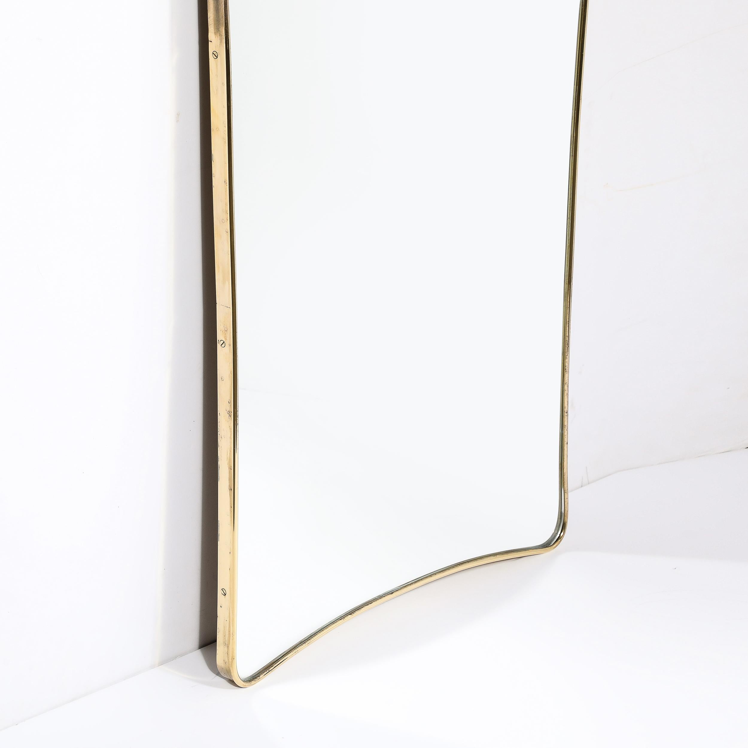 Mid-Century Modernist Tapered Atomic Form Brass Wrapped Mirror 1