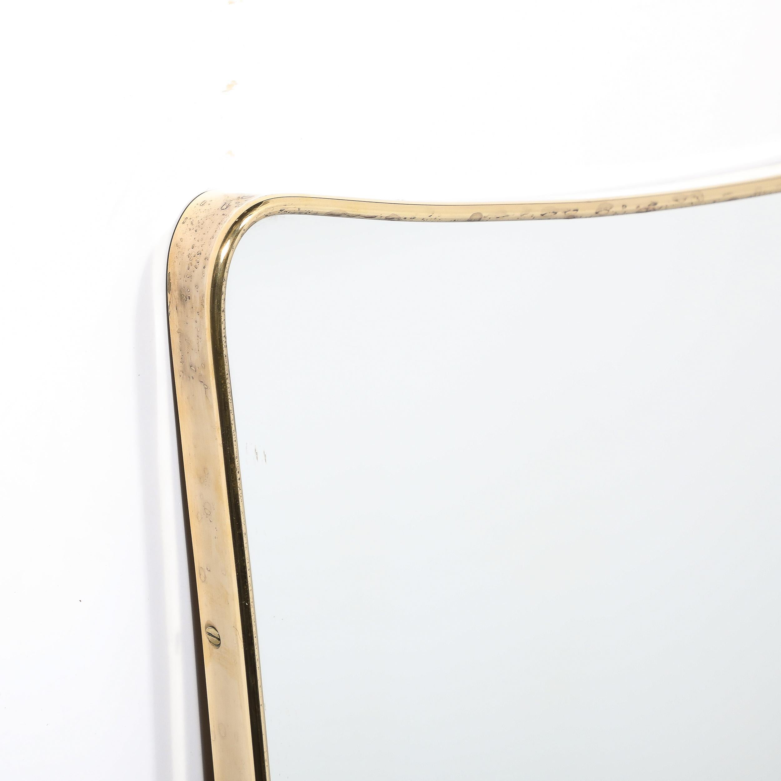 Mid-Century Modernist Tapered Atomic Form Brass Wrapped Mirror 2