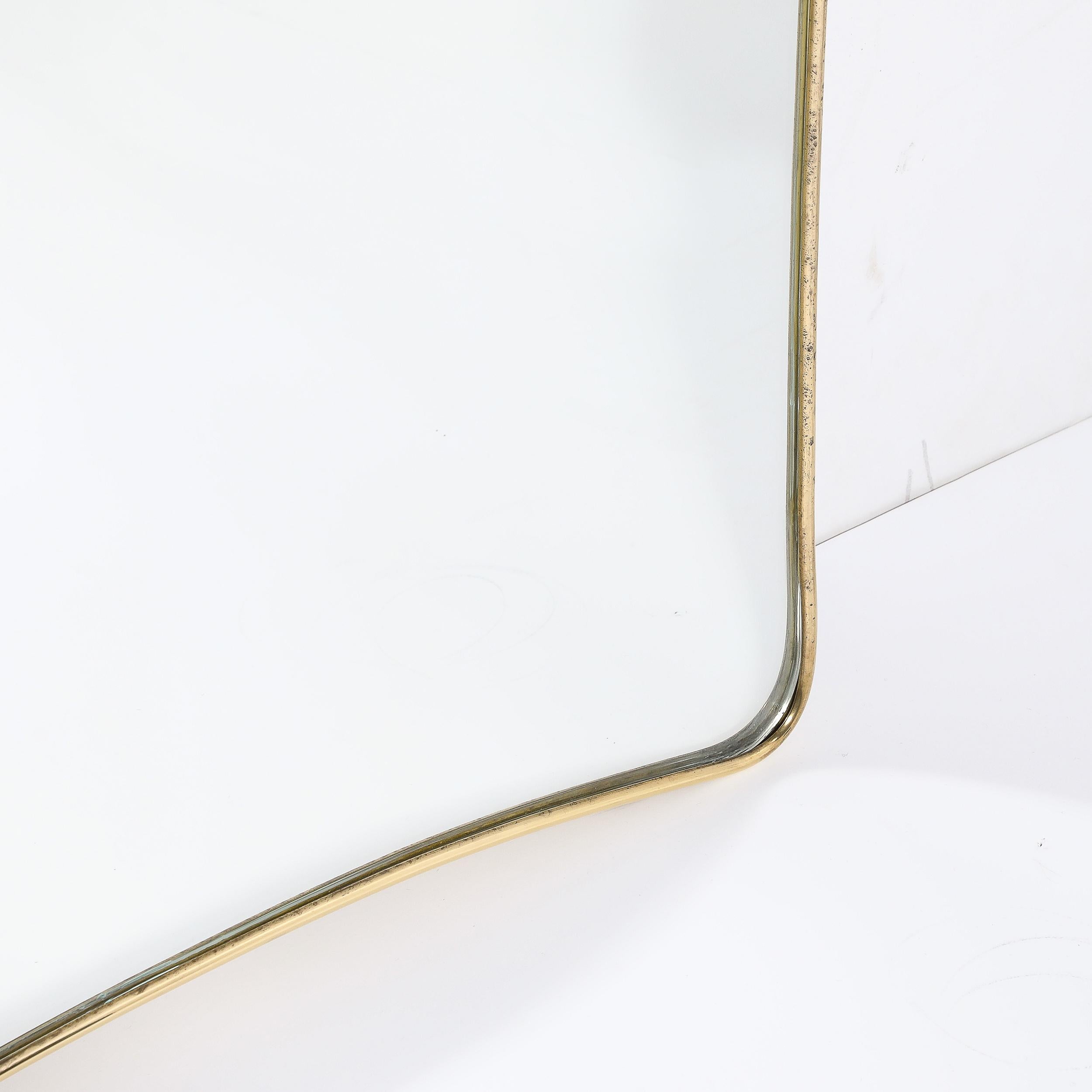 Mid-Century Modernist Tapered Atomic Form Brass Wrapped Mirror 4