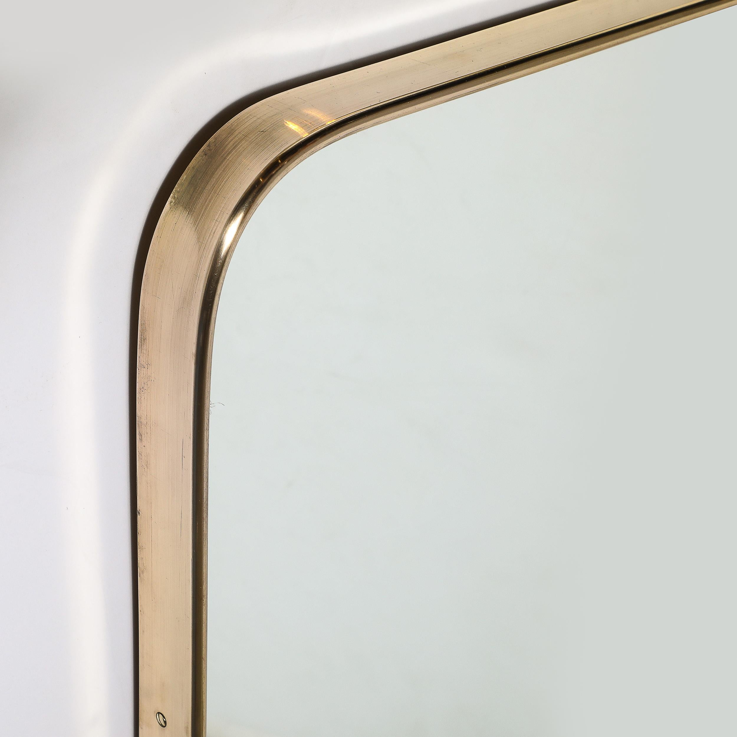 Mid-Century Modernist Tapered Rectangular Brass Wrapped Mirror  In Excellent Condition For Sale In New York, NY