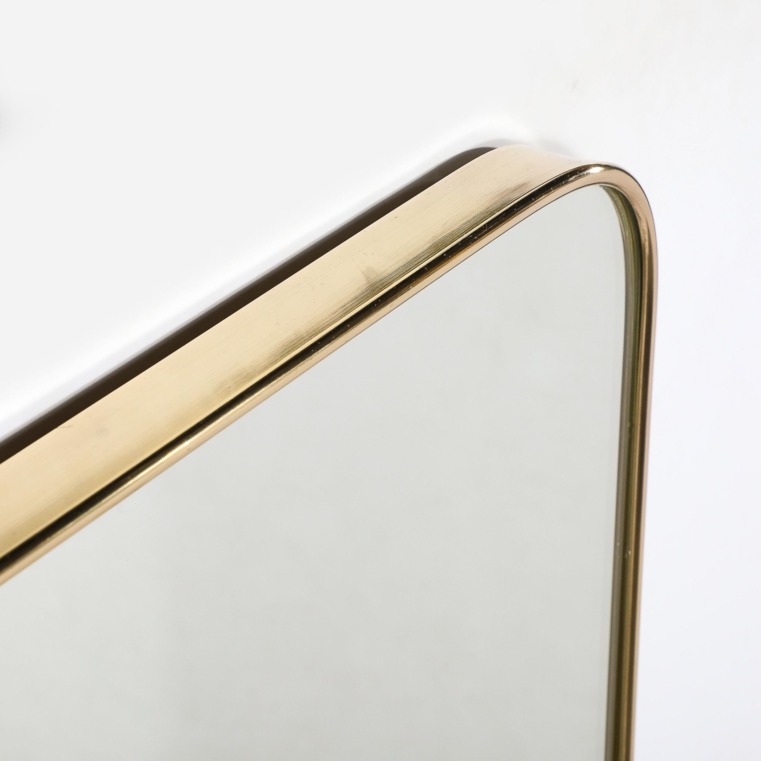Mid-20th Century Mid-Century Modernist Tapered Rectangular Brass Wrapped Mirror  For Sale