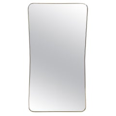 Mid-Century Modernist Tapered Rectangular Brass Wrapped Mirror
