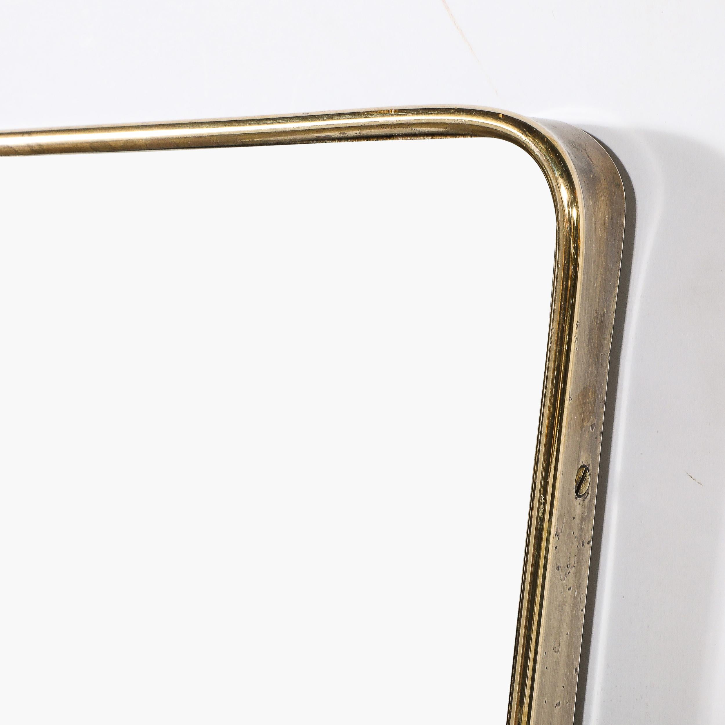 Mid-Century Modernist Tapered Trapezoidal Brass Wrapped Mirror For Sale 3