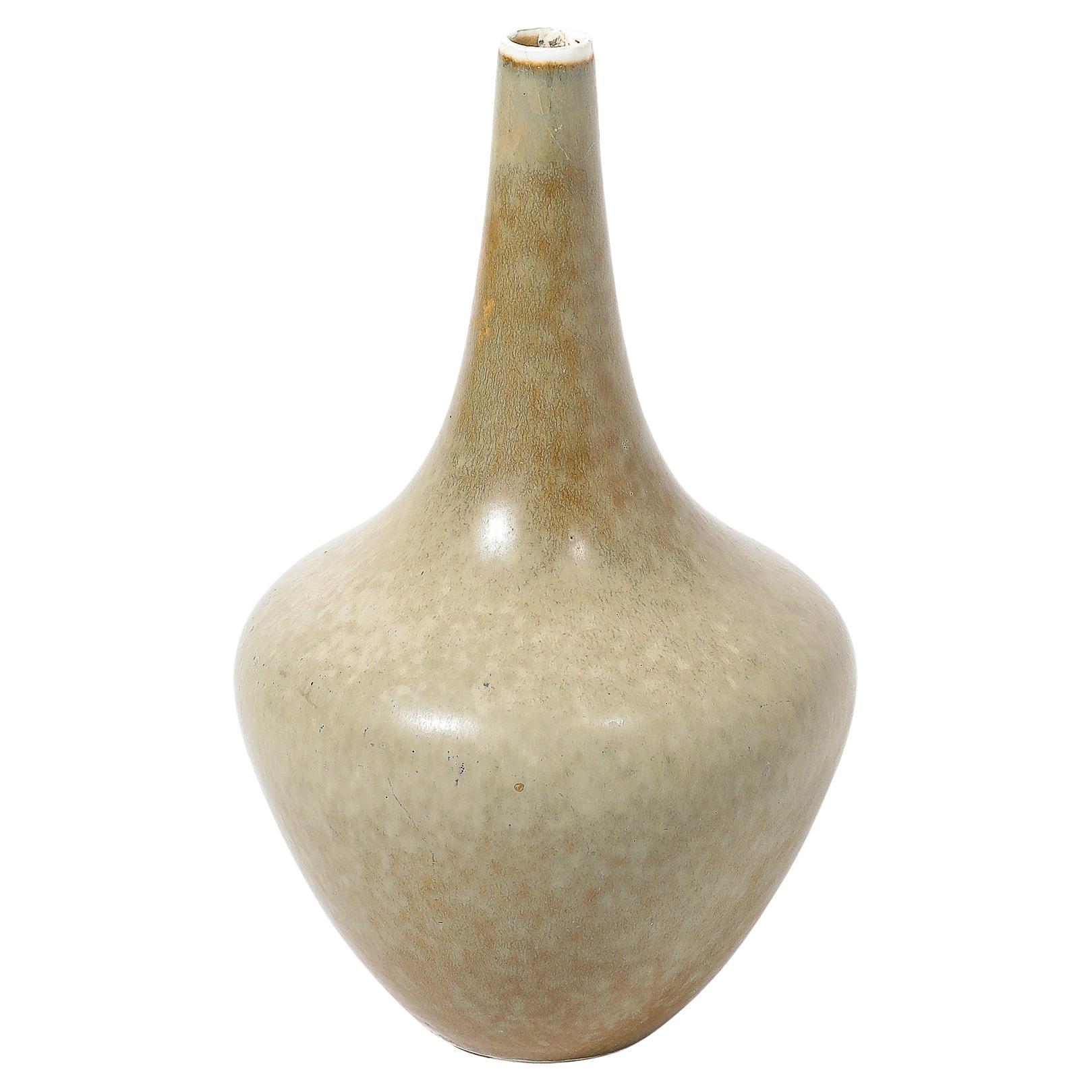Vaso in ceramica smaltata color taupe del Mid-Century Modernist di Gunnar Nylund per Rorstrand