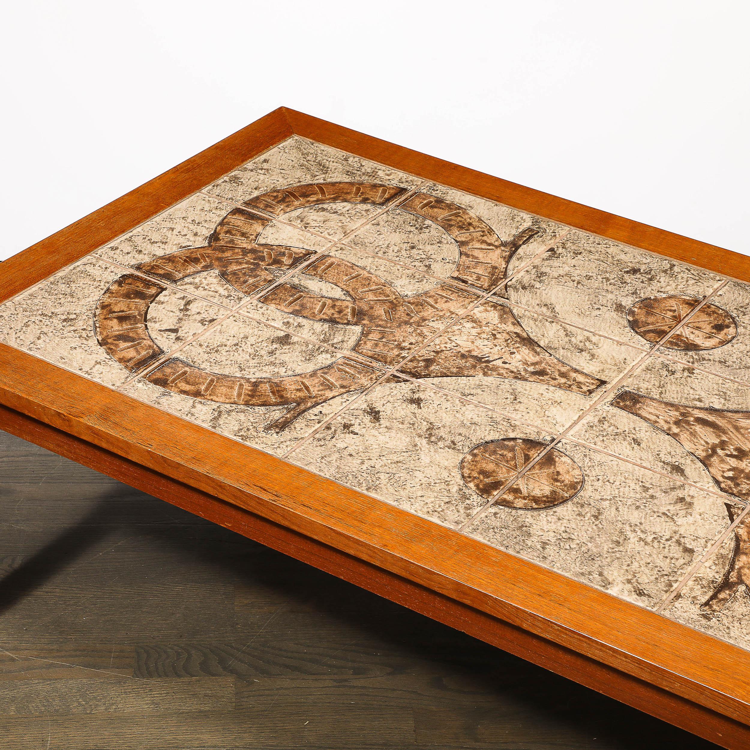 Danese Tavolo da cocktail modernista del Mid Century in teak e piastrelle di ceramica di Gangso Mobler in vendita
