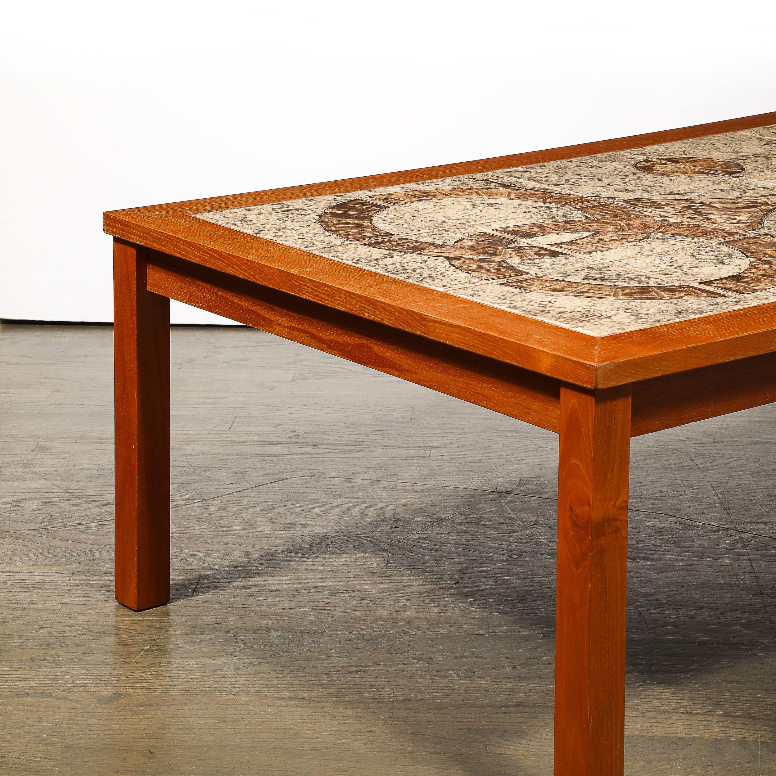 Metà XX secolo Tavolo da cocktail modernista del Mid Century in teak e piastrelle di ceramica di Gangso Mobler in vendita