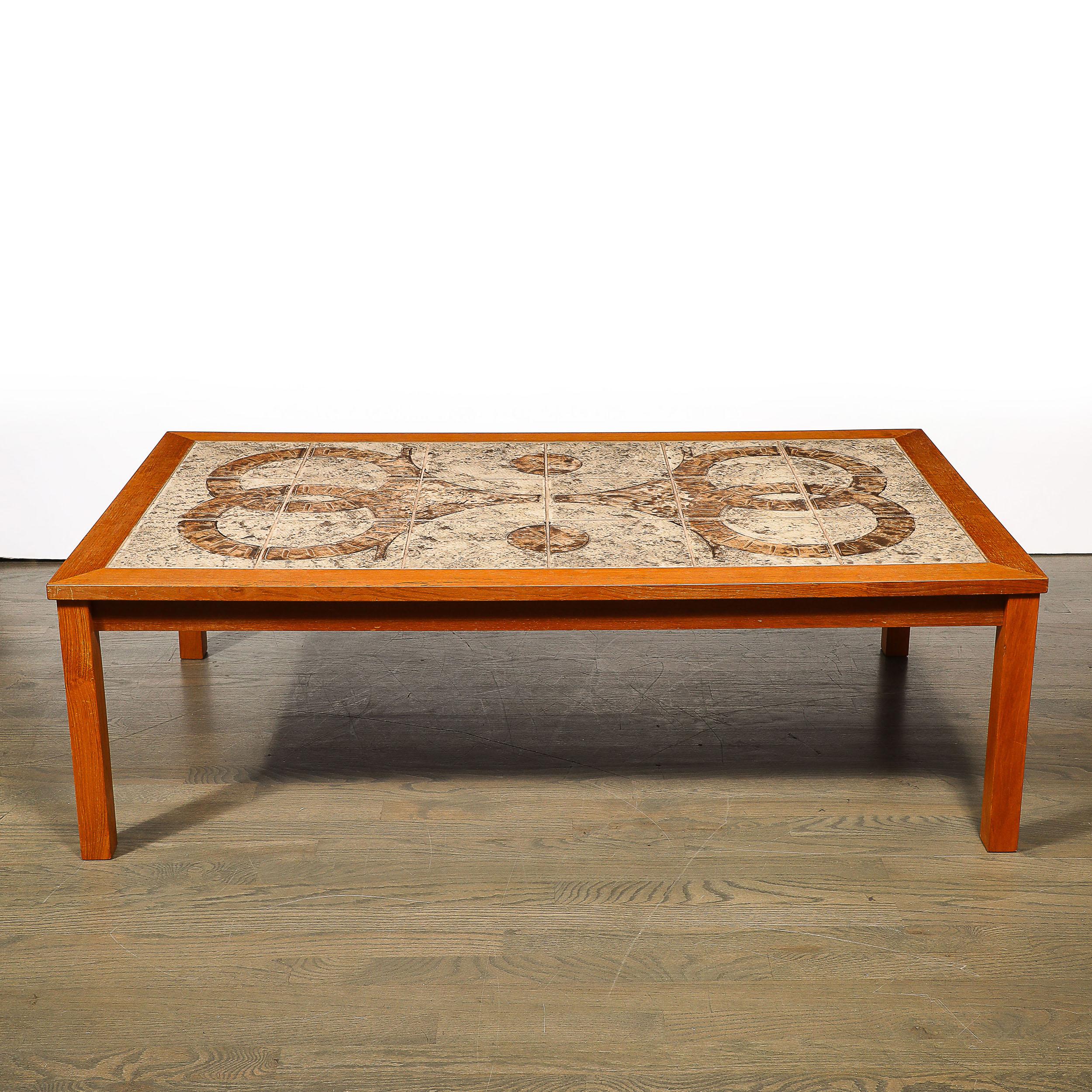 Ceramica Tavolo da cocktail modernista del Mid Century in teak e piastrelle di ceramica di Gangso Mobler in vendita