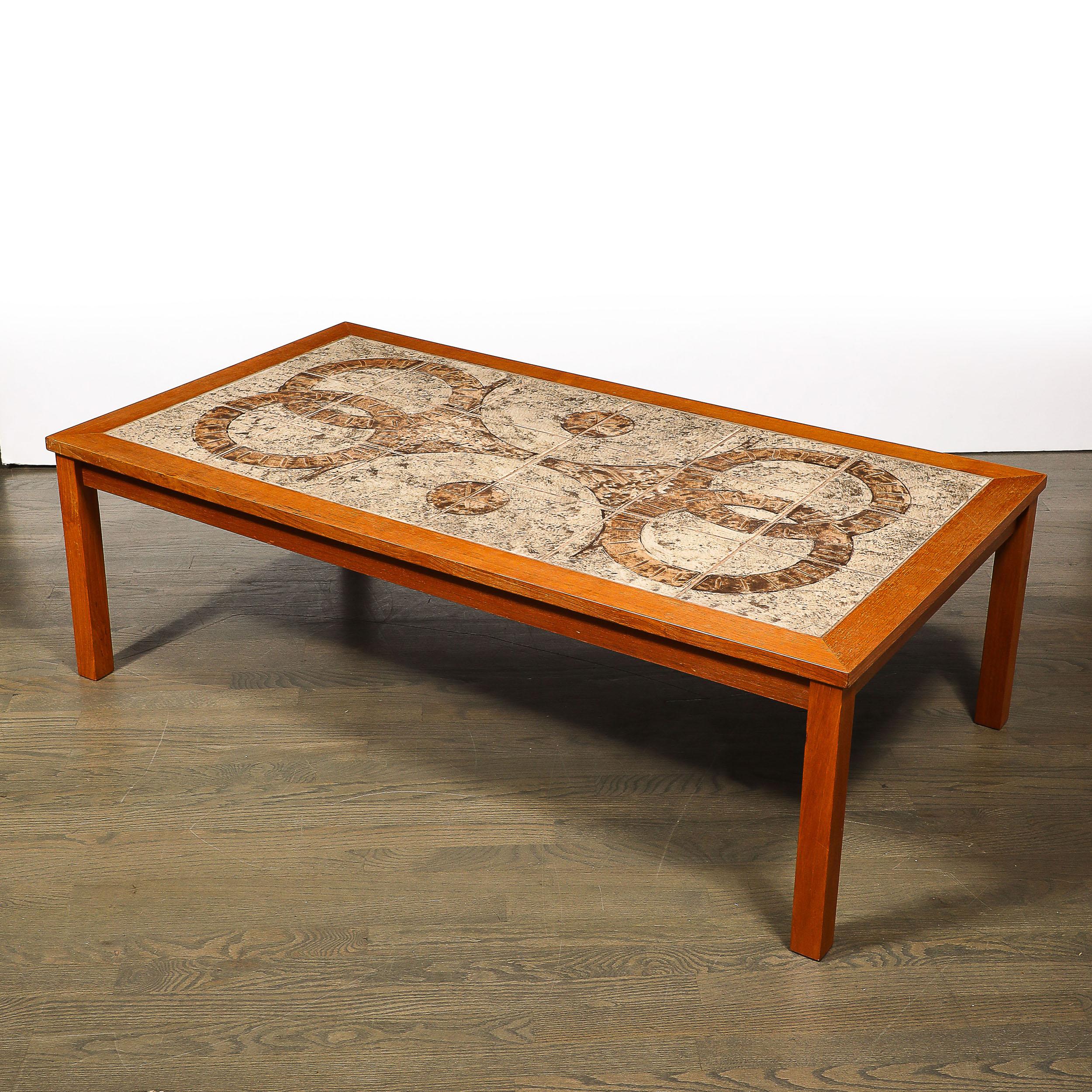 Tavolo da cocktail modernista del Mid Century in teak e piastrelle di ceramica di Gangso Mobler in vendita 1
