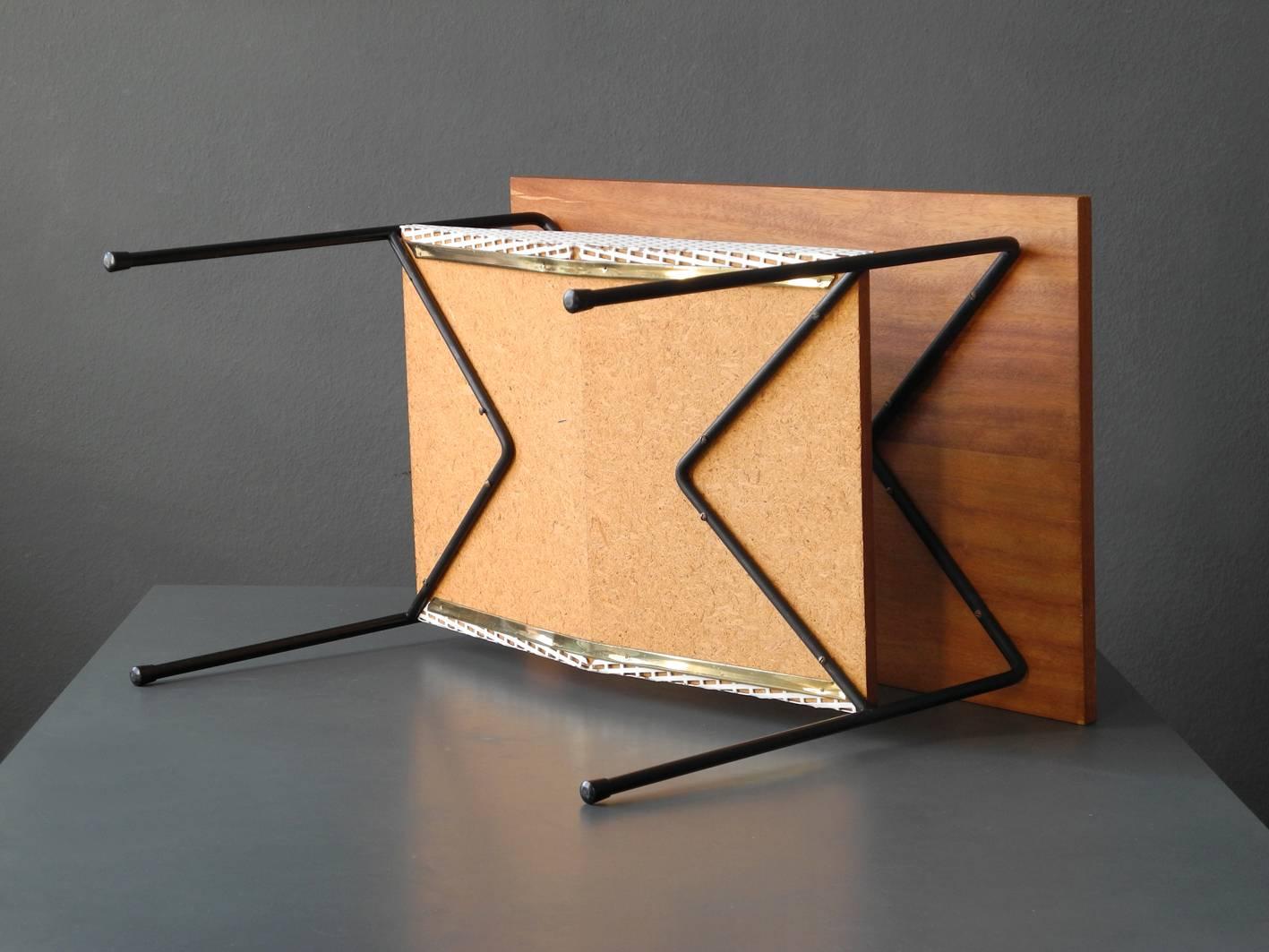 Mid-Century Modernist Teak Perforated Metal Side Table from Italy 5