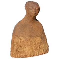 Mid-Century Modernist Terracotta Sculpture of a Woman
