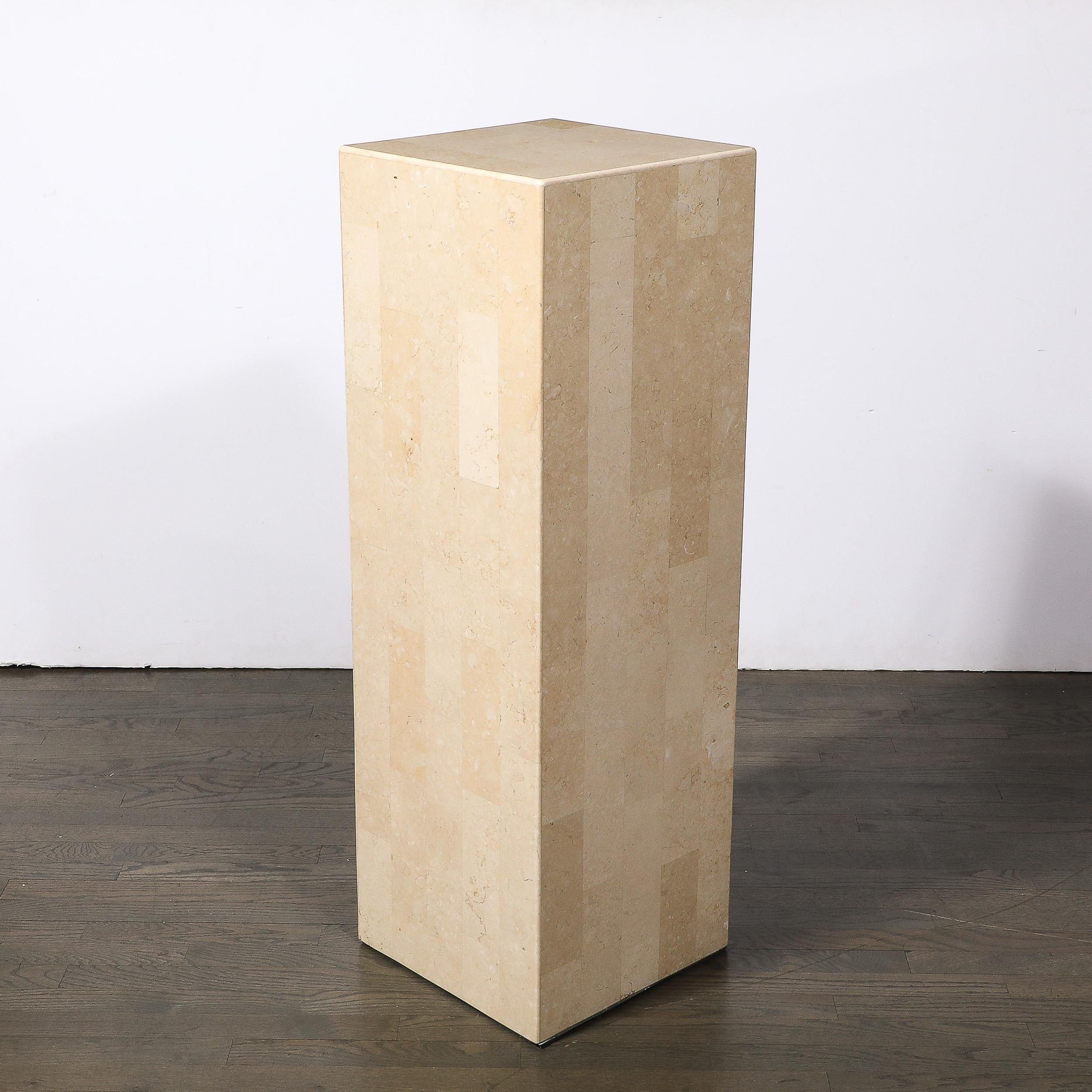 American Mid-Century Modernist Tessellate Stone Pedestal by Maitland Smith For Sale