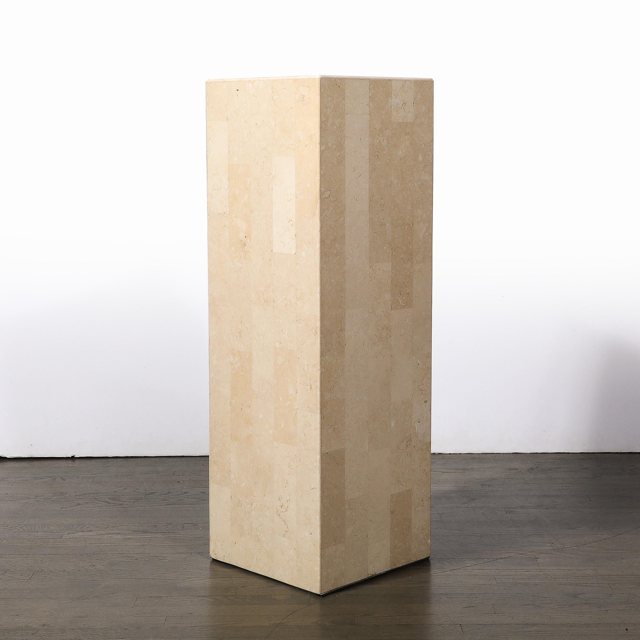 Mid-Century Modernist Tessellate Stone Pedestal by Maitland Smith In Excellent Condition For Sale In New York, NY