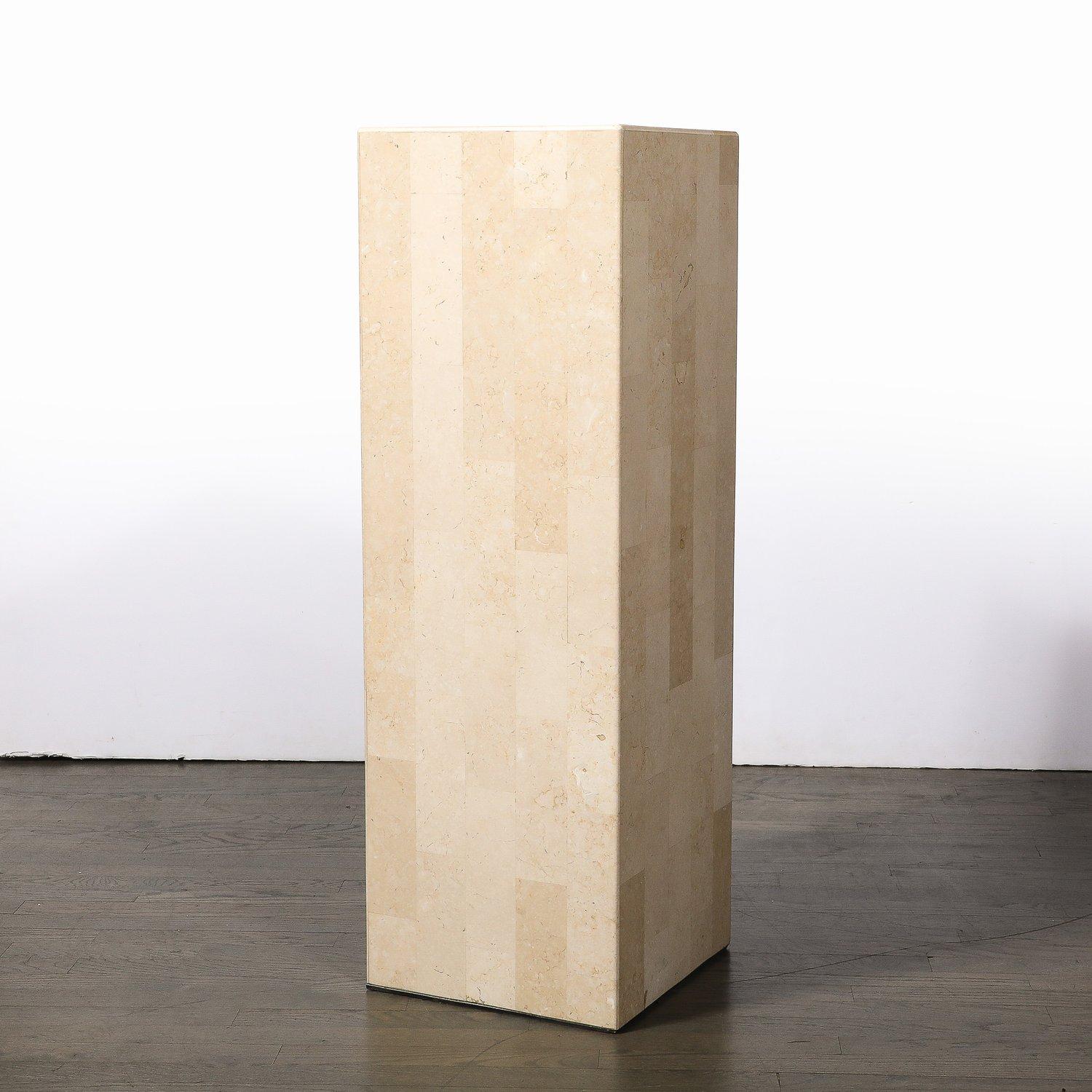 Mid-Century Modernist Tessellate Stone Pedestal by Maitland Smith Excellent état - En vente à New York, NY