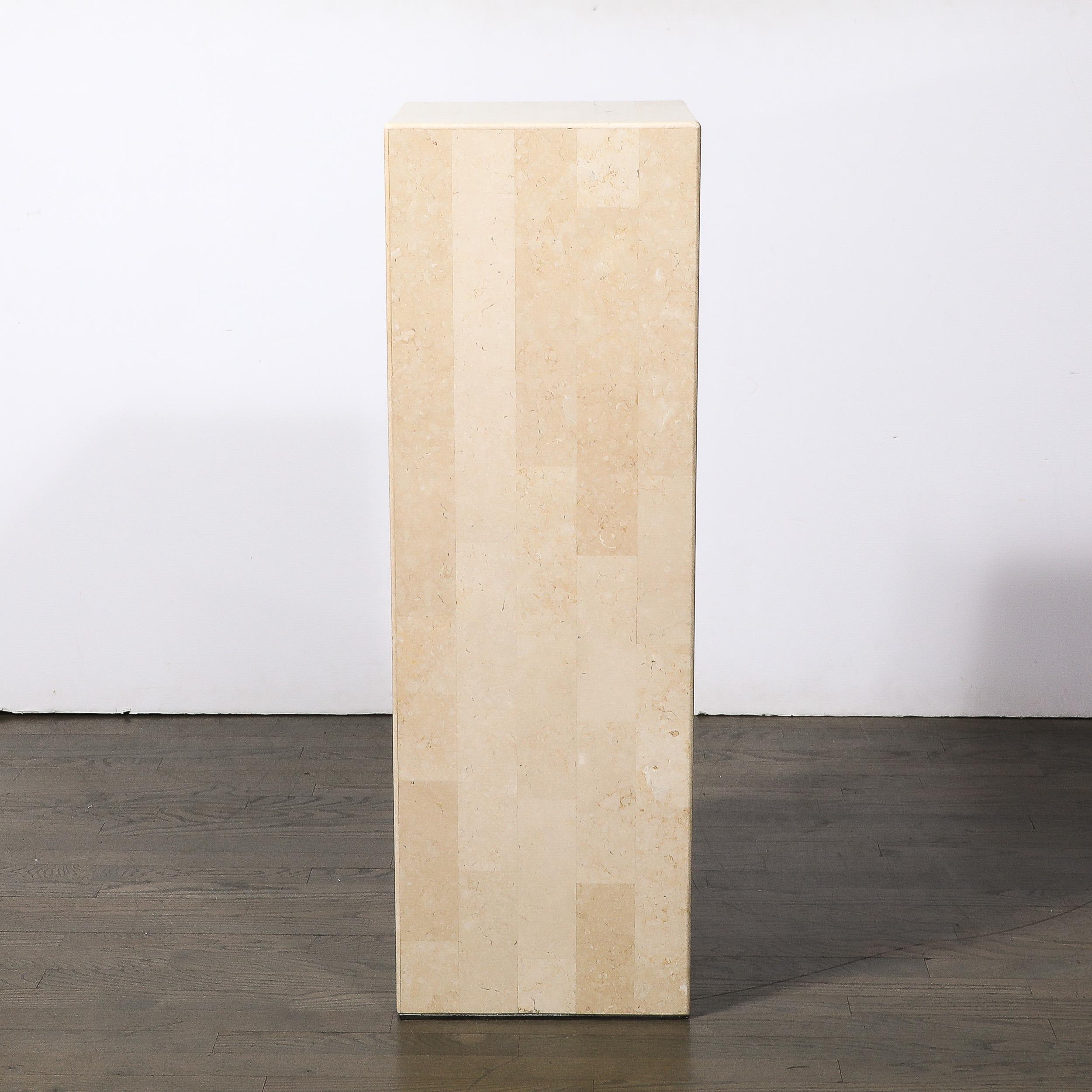 Late 20th Century Mid-Century Modernist Tessellate Stone Pedestal by Maitland Smith For Sale