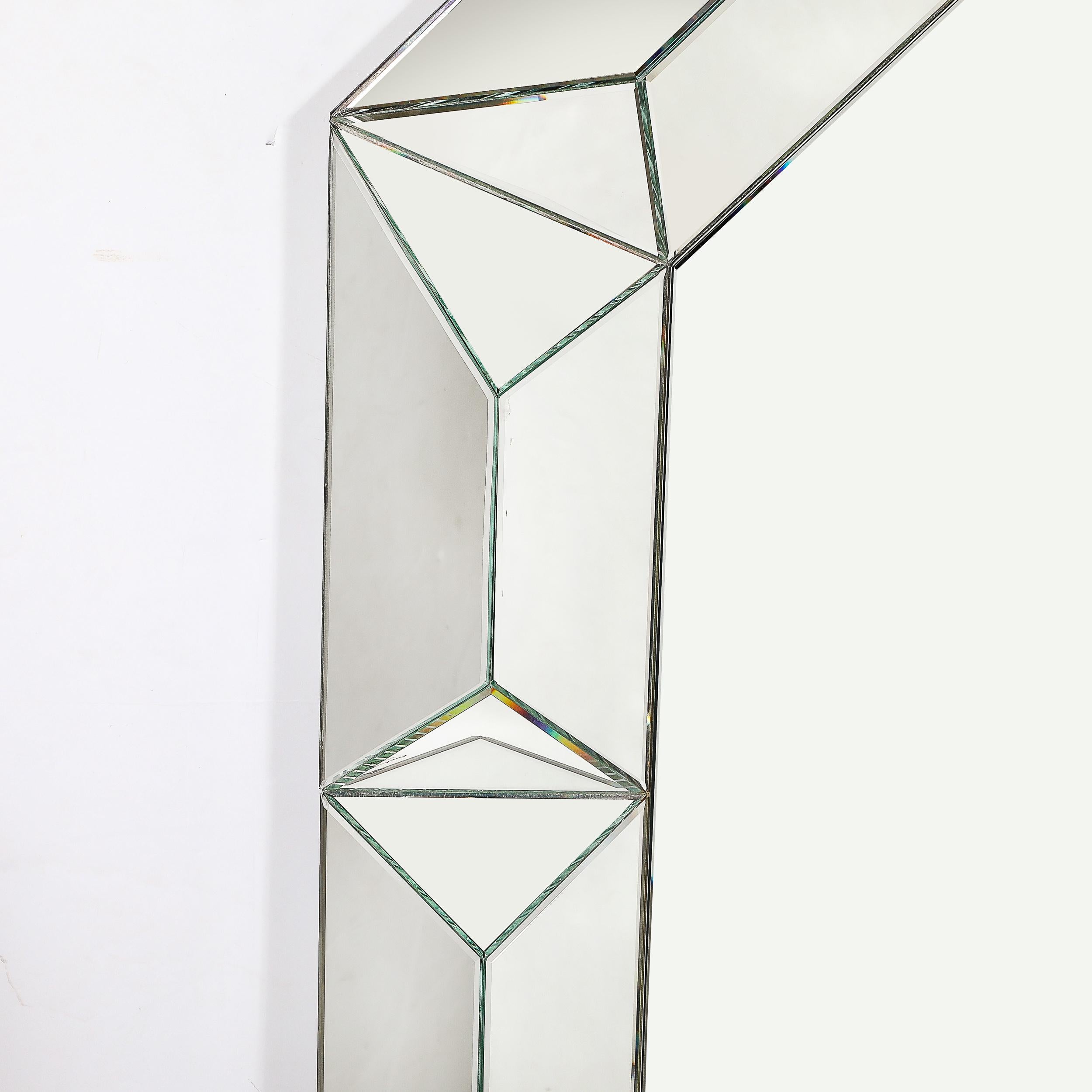 Mid-Century Modernist Tessellated Octagonal Shadowbox Mirror For Sale 1