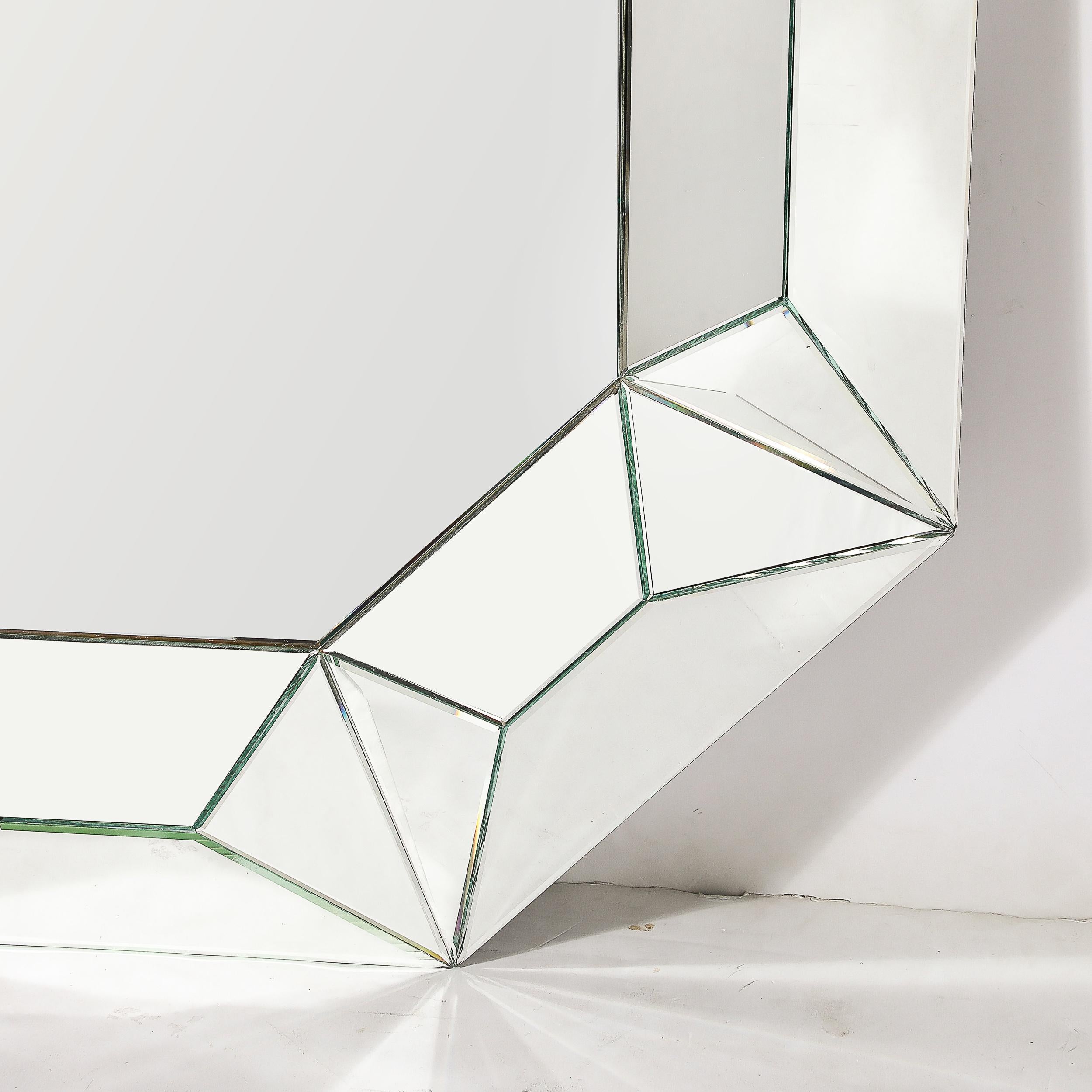 Mid-Century Modernist Tessellated Octagonal Shadowbox Mirror For Sale 2