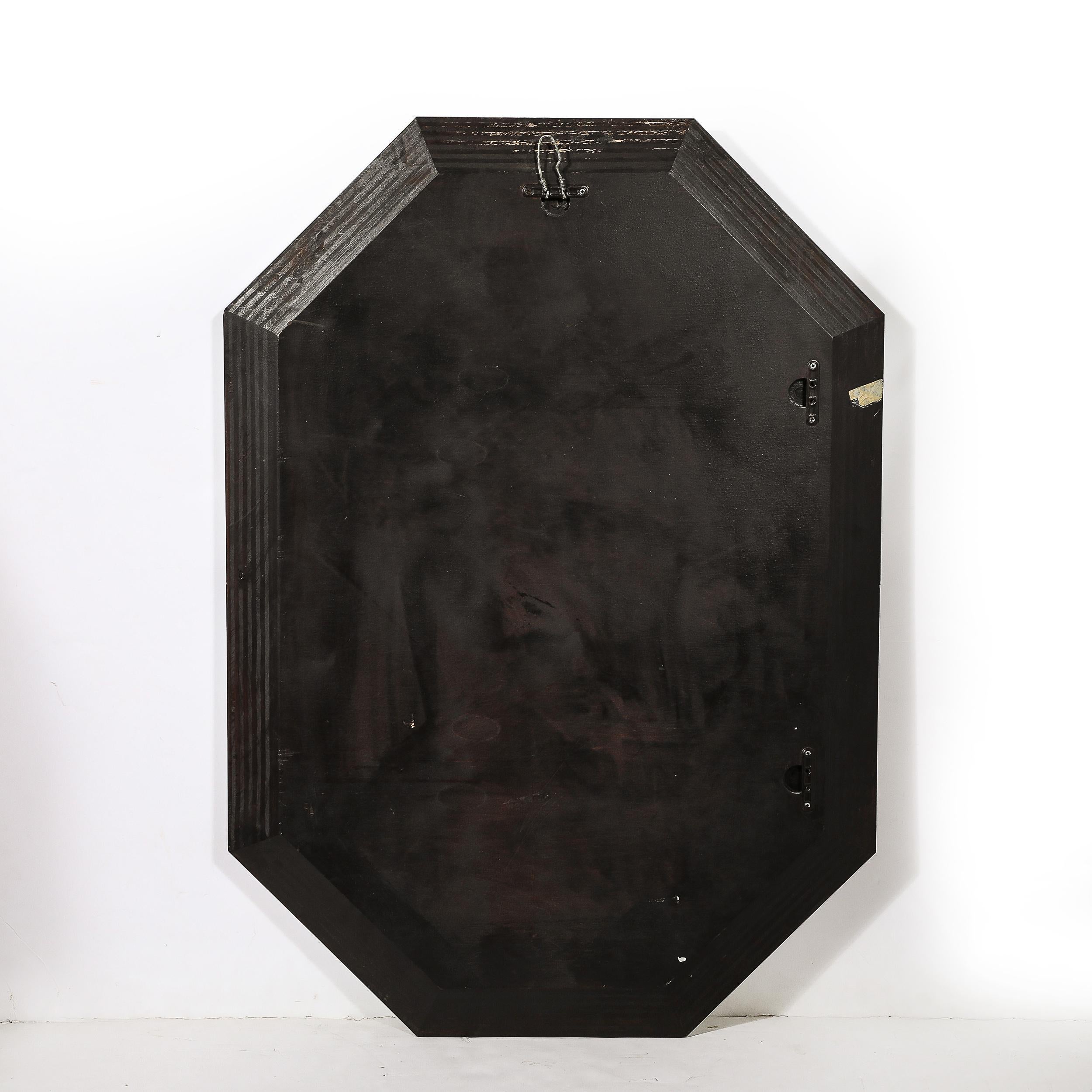 Mid-Century Modernist Tessellated Octagonal Shadowbox Mirror For Sale 3