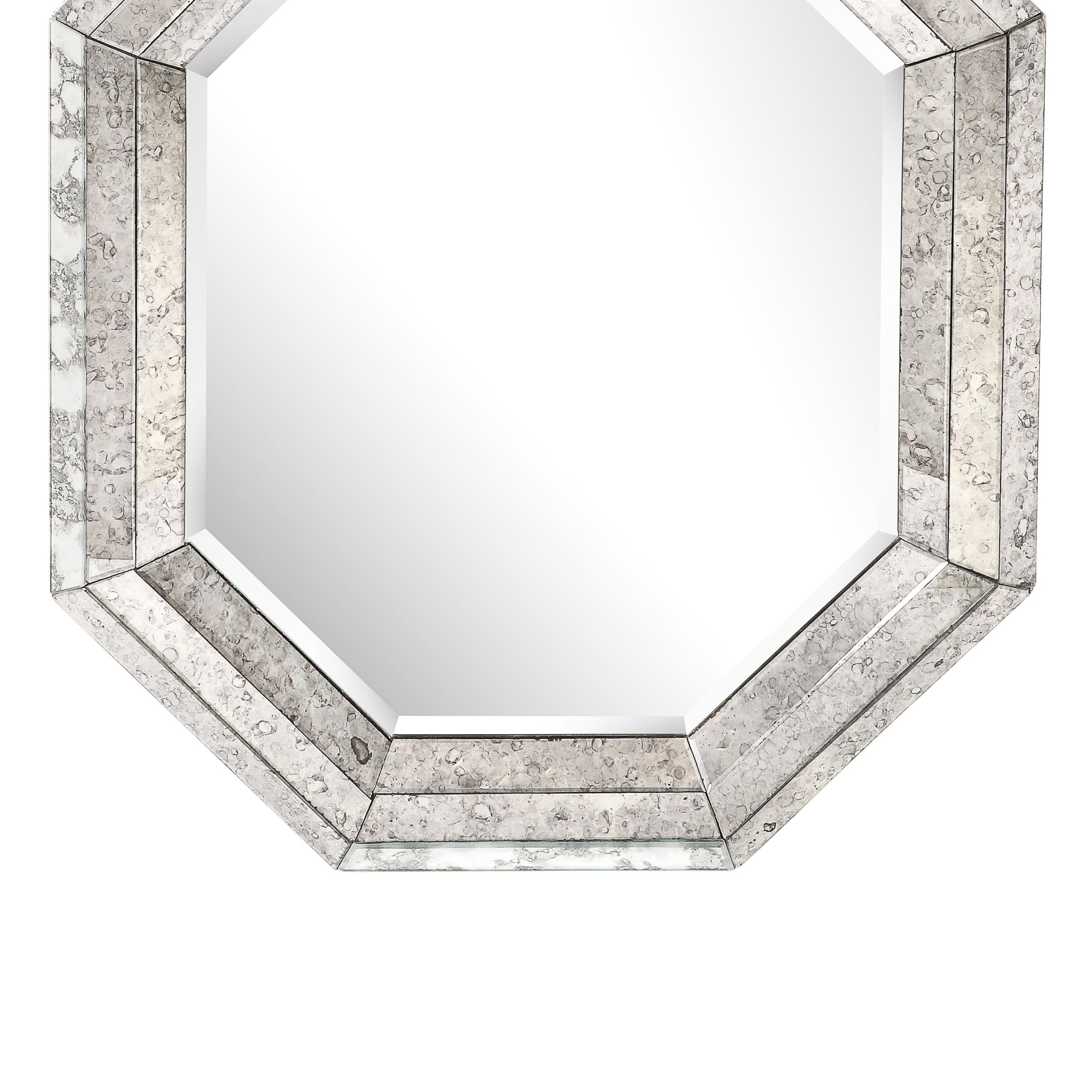 Mid-Century Modern Bordure de miroir octogonal tessellée fumée, de style moderne du milieu du siècle dernier en vente