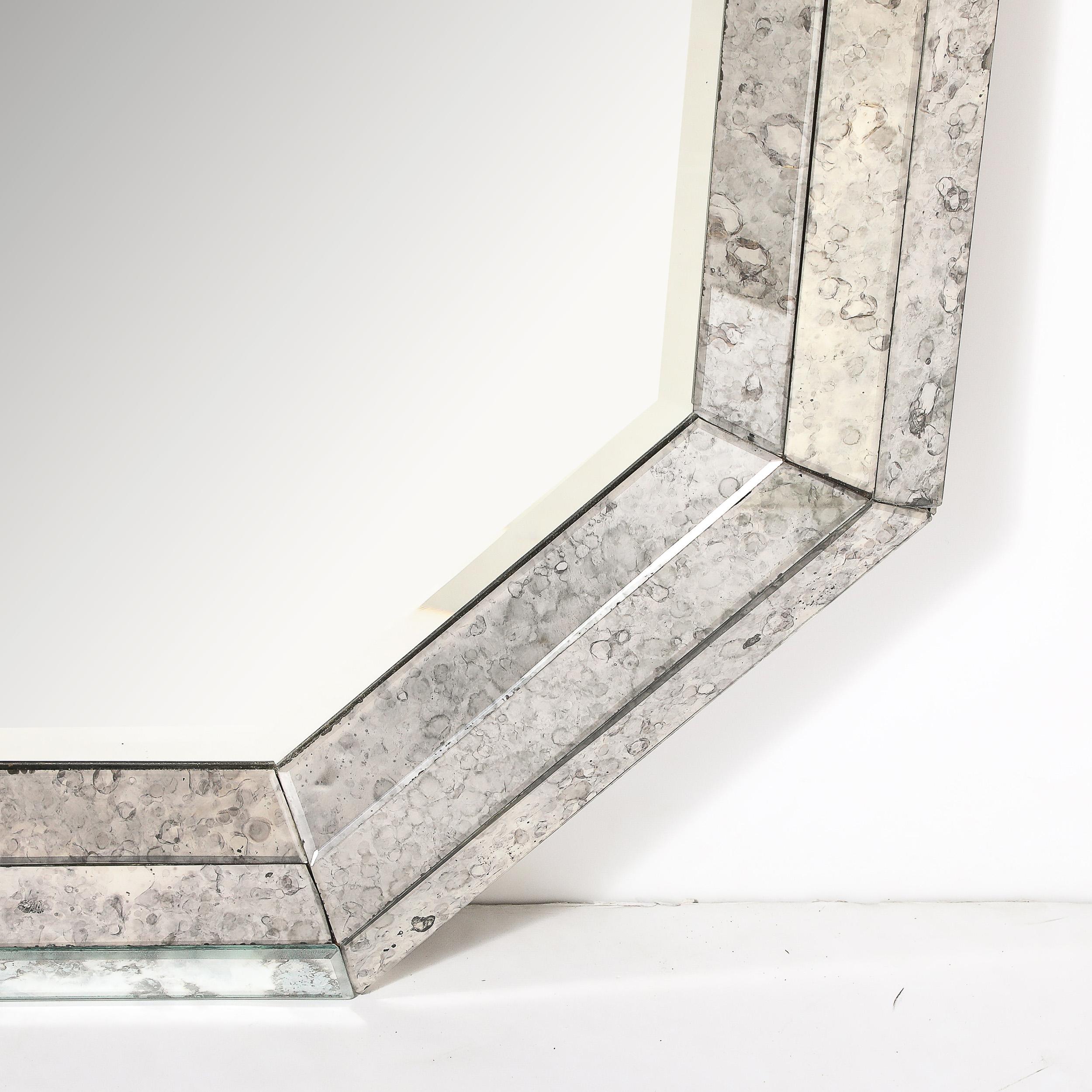 Américain Bordure de miroir octogonal tessellée fumée, de style moderne du milieu du siècle dernier en vente