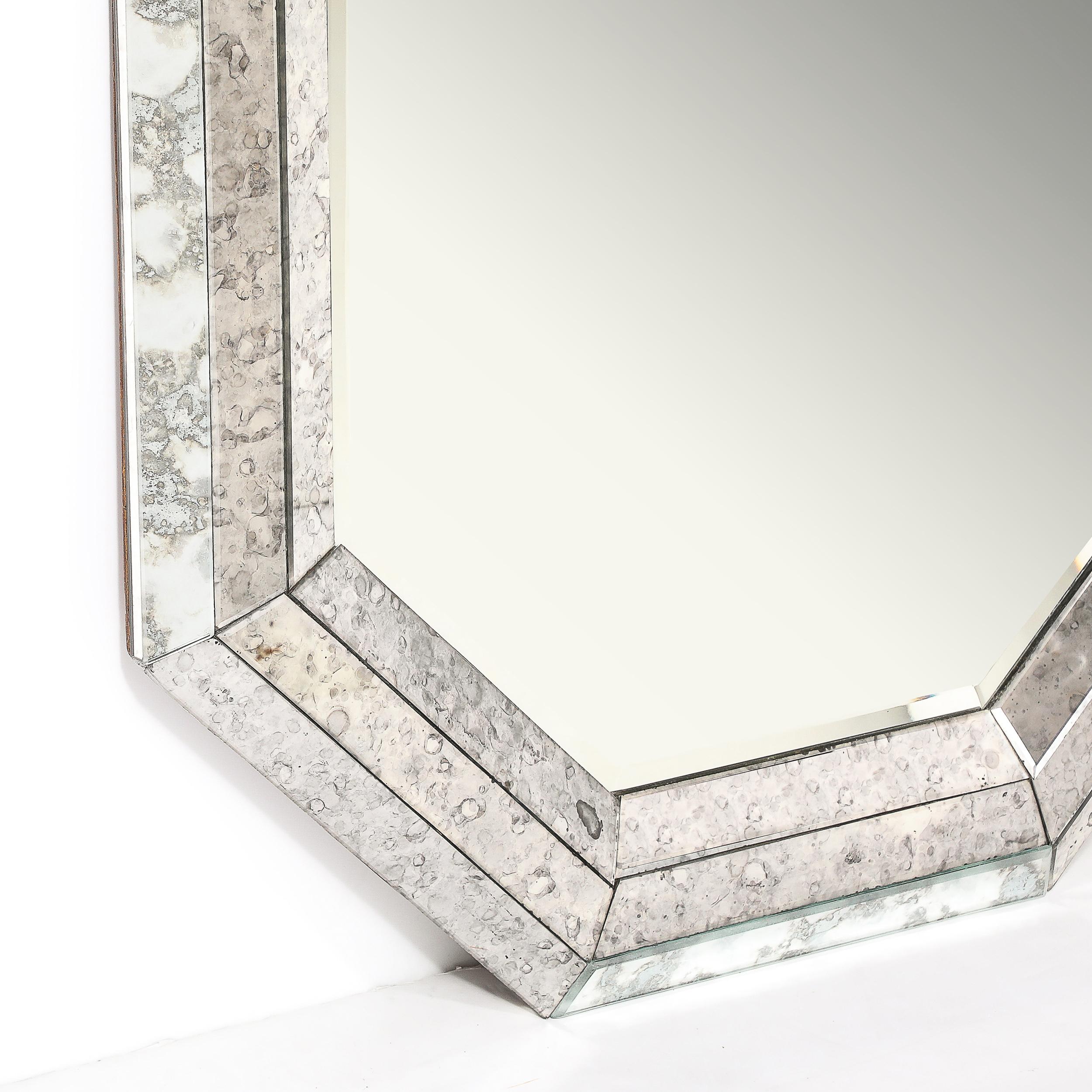 Miroir Bordure de miroir octogonal tessellée fumée, de style moderne du milieu du siècle dernier en vente