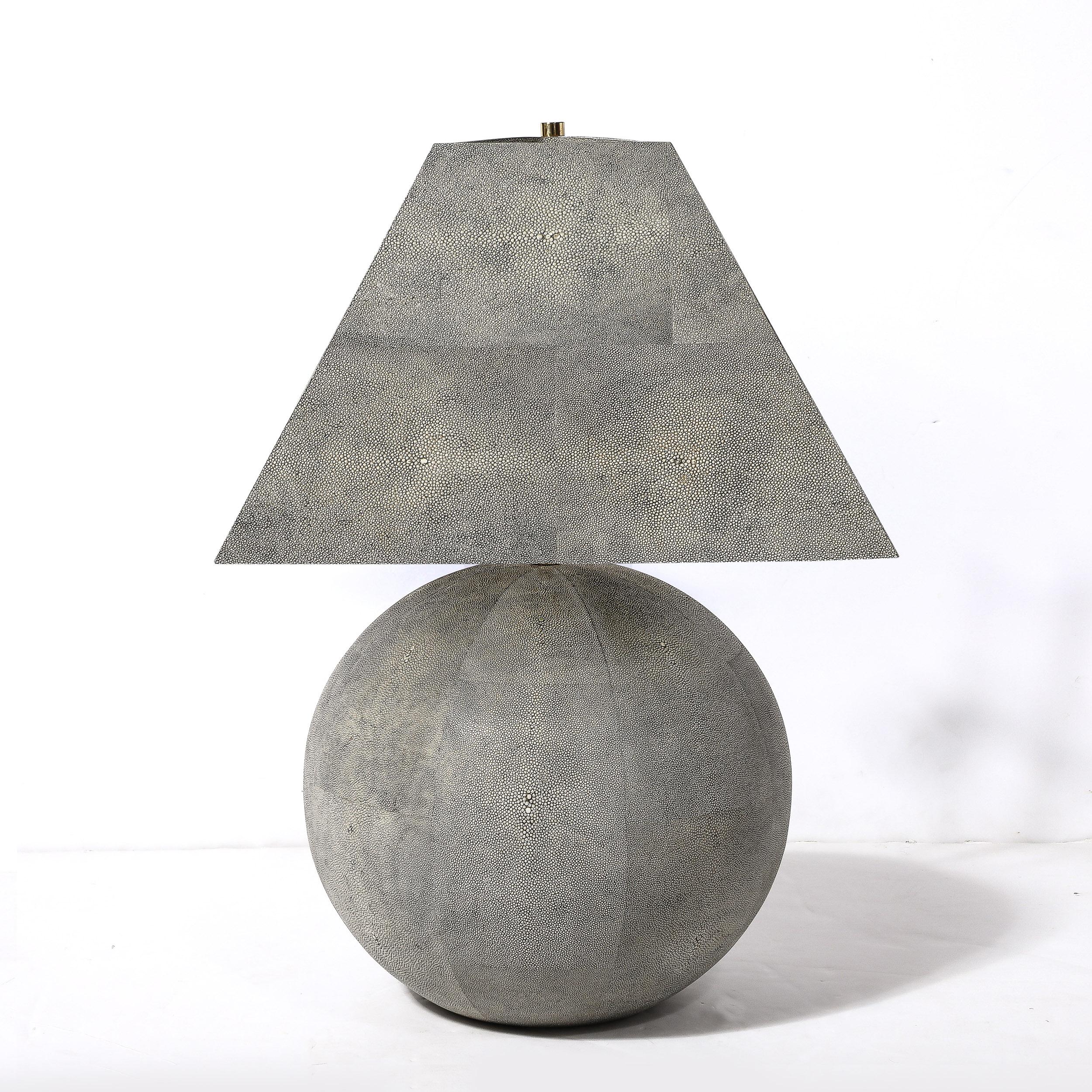 Mid-Century Modernist Tessellated Shagreen Geometric Table Lamp by Karl Springer For Sale 6